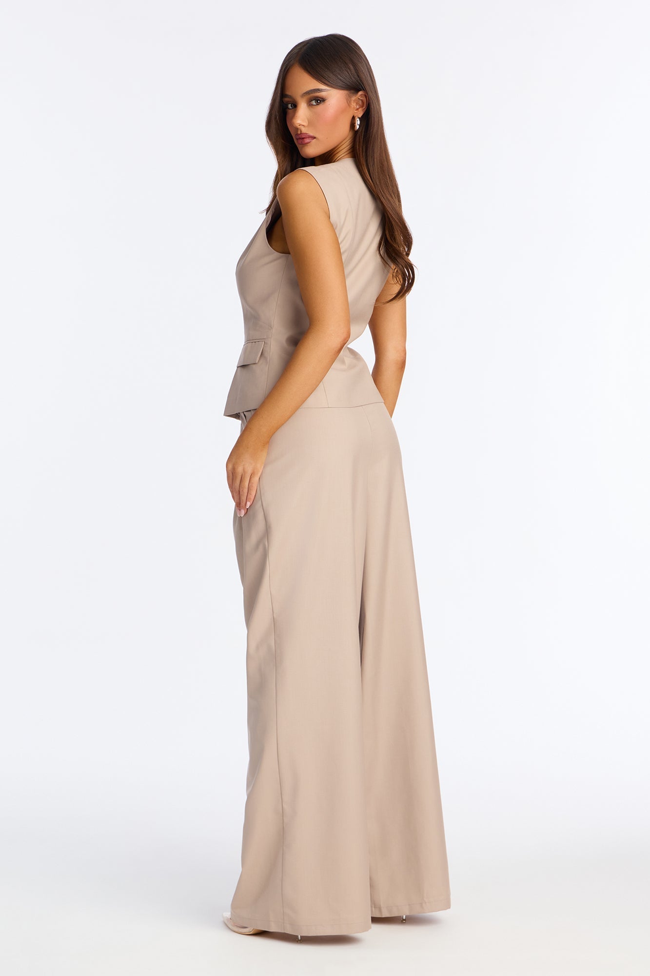 Valorie Vest Pant Set - Taupe