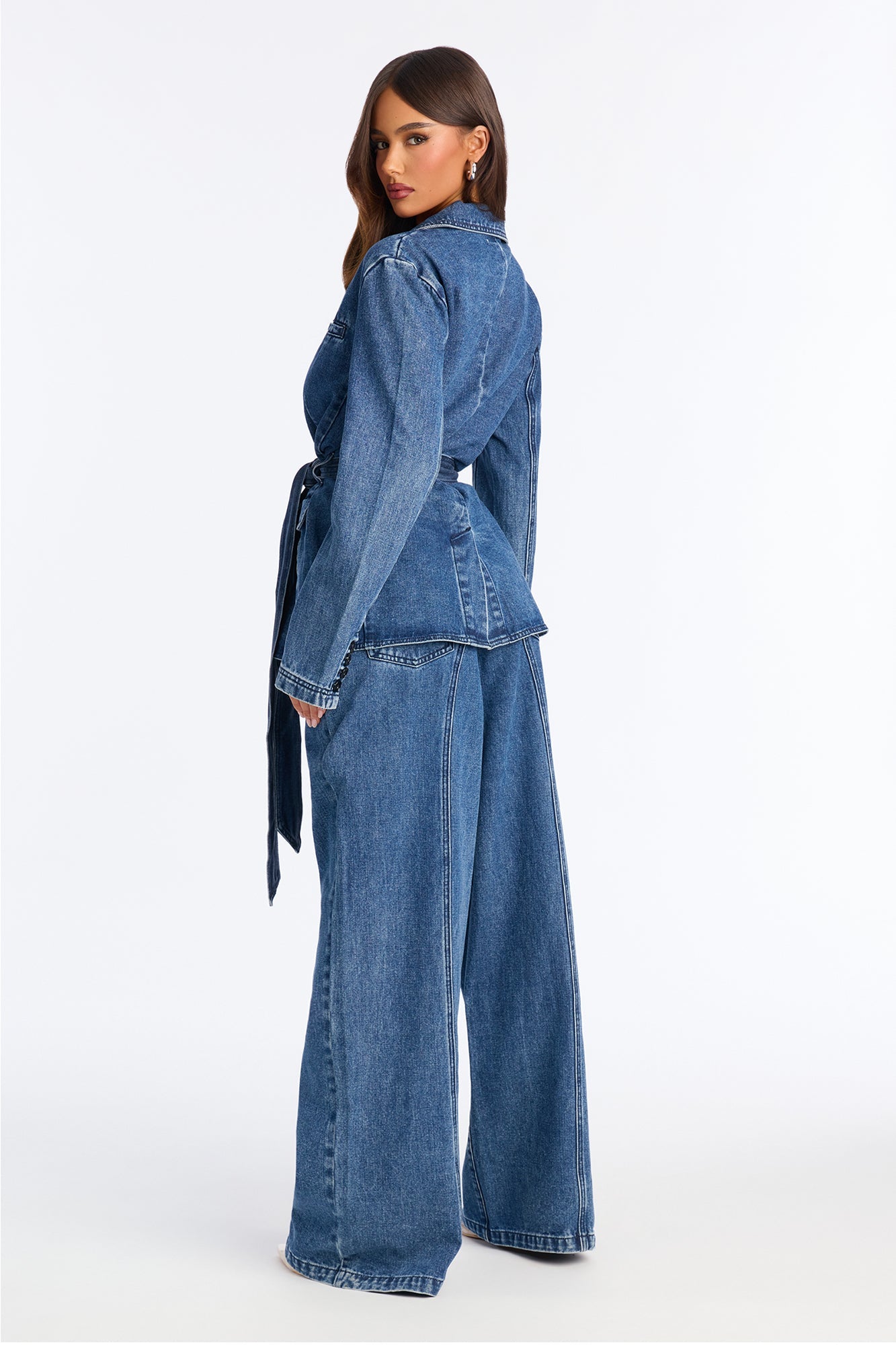 Kenzie Denim Flare Pant Set - Medium Wash
