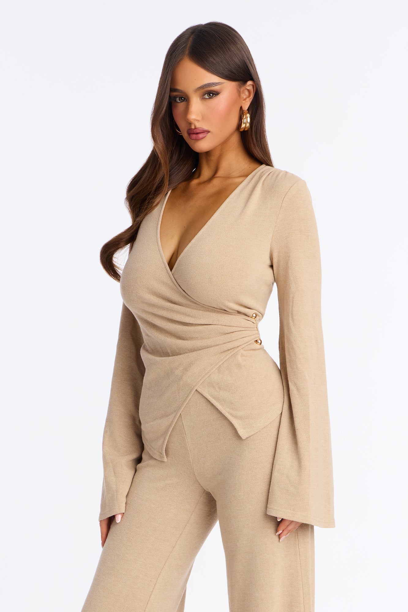 Bailey Flare Leg Pant Set - Taupe