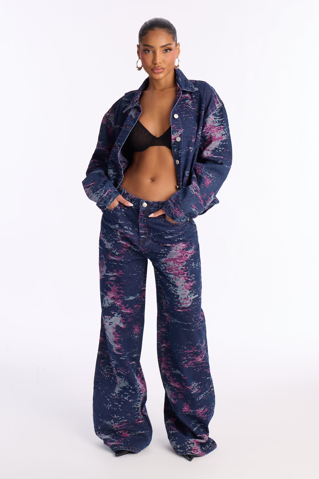 Whimsical Jacquard Jeans - Dark Wash