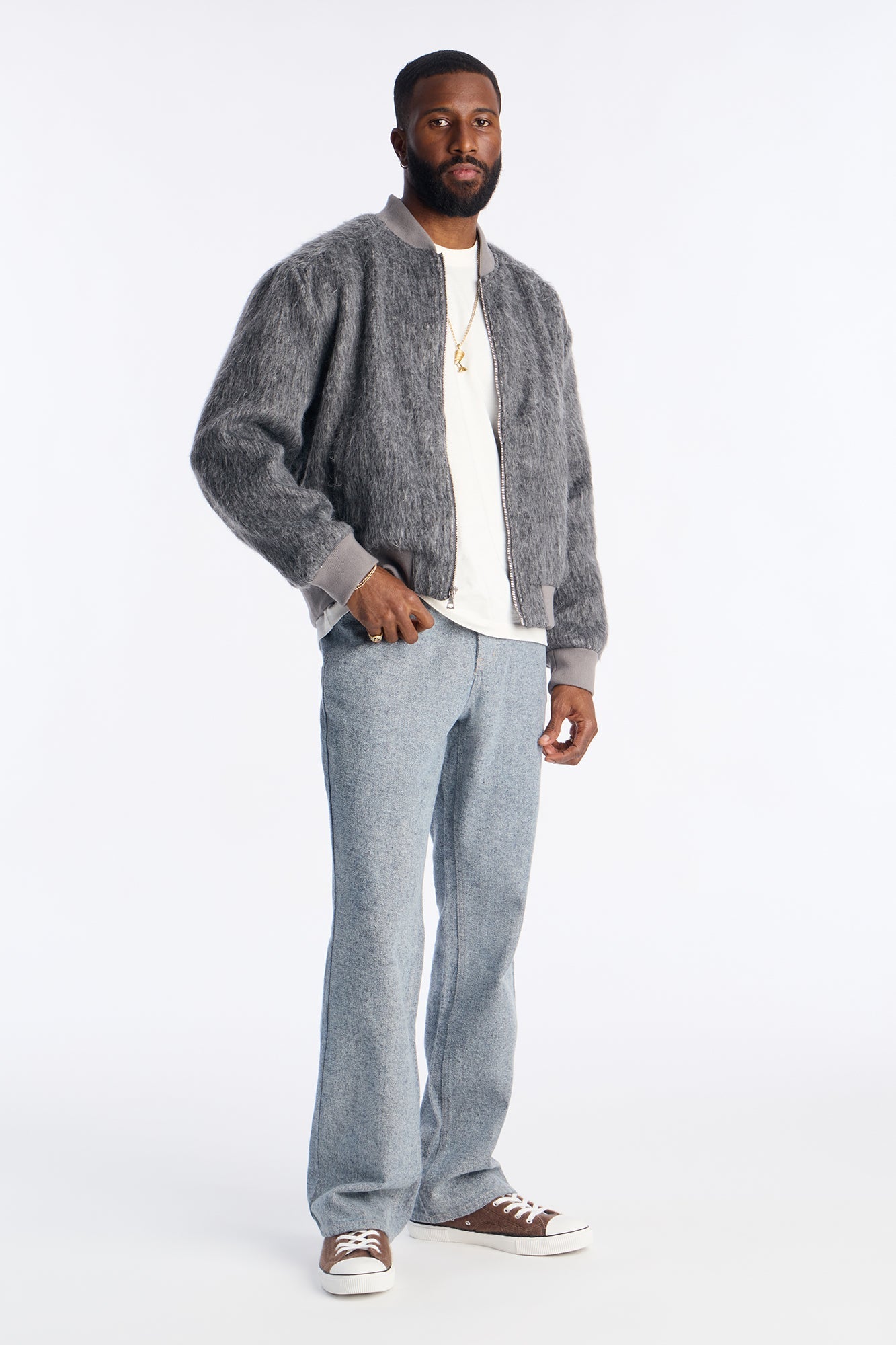 Stacked Slim Flare Alleged Denim Jean - Medium Blue Wash