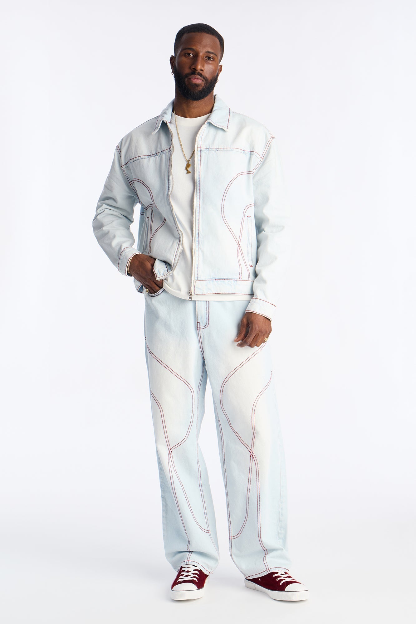 Baggy Thick Thread Jean - Light Wash