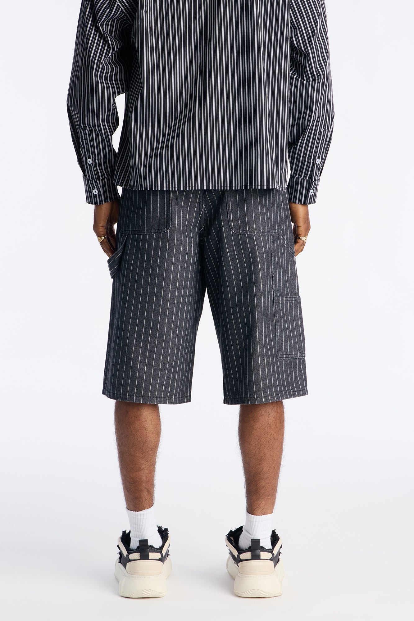 Baggy Ghost Pinstripe Denim Short - Grey