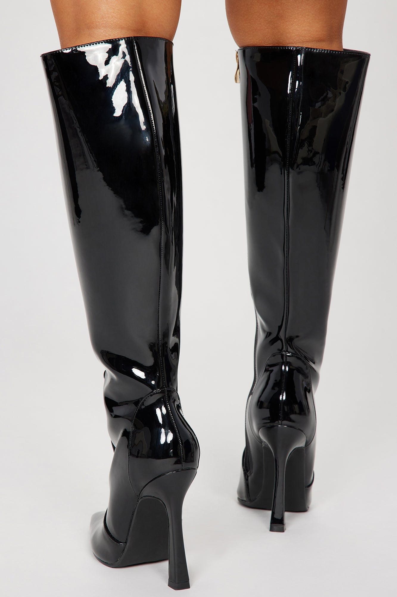 Big City Girl Knee High Heeled Boots - Black