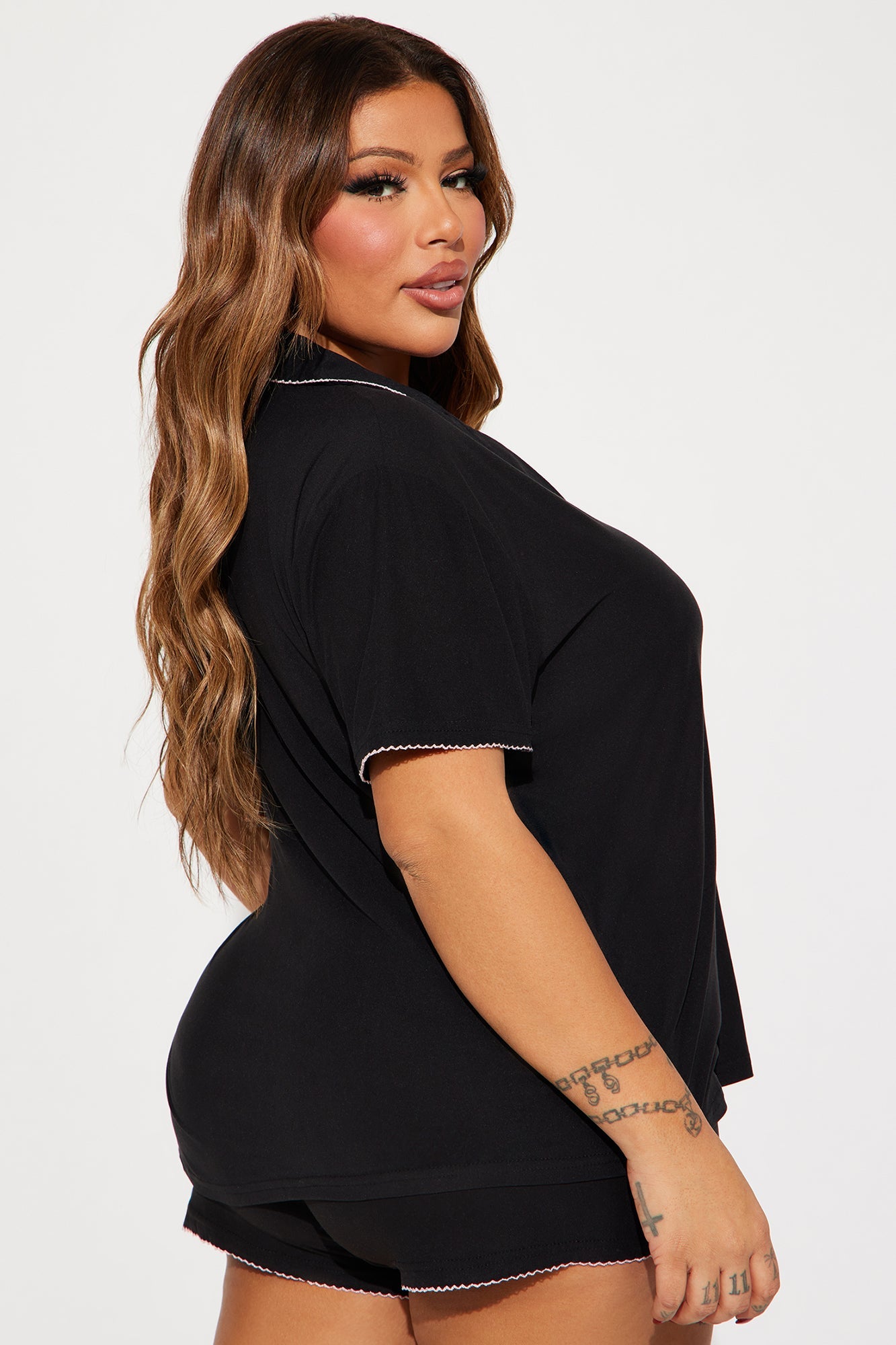 Weekends In PJ Short Set - Black