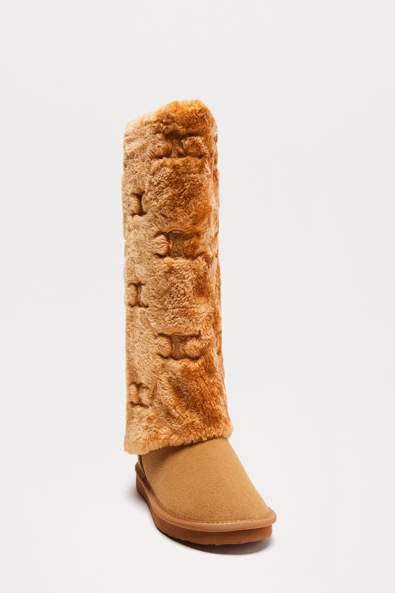 Coco Faux Fur Boots - Chestnut