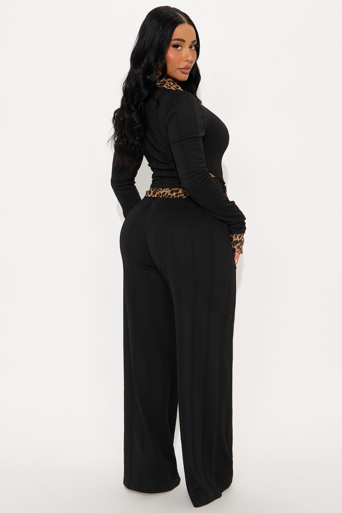 Lorena Sweater Wide Leg Pant Set - Black