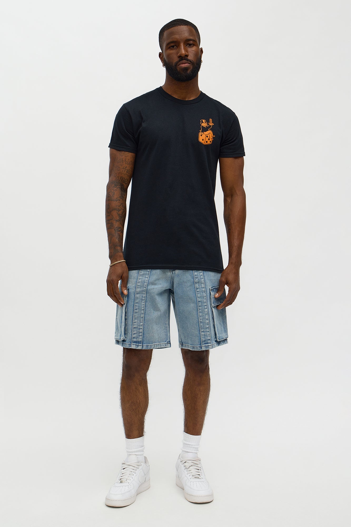 Relaxed Catch Me Camping Paneled Denim Cargo Short - Light Blue Wash