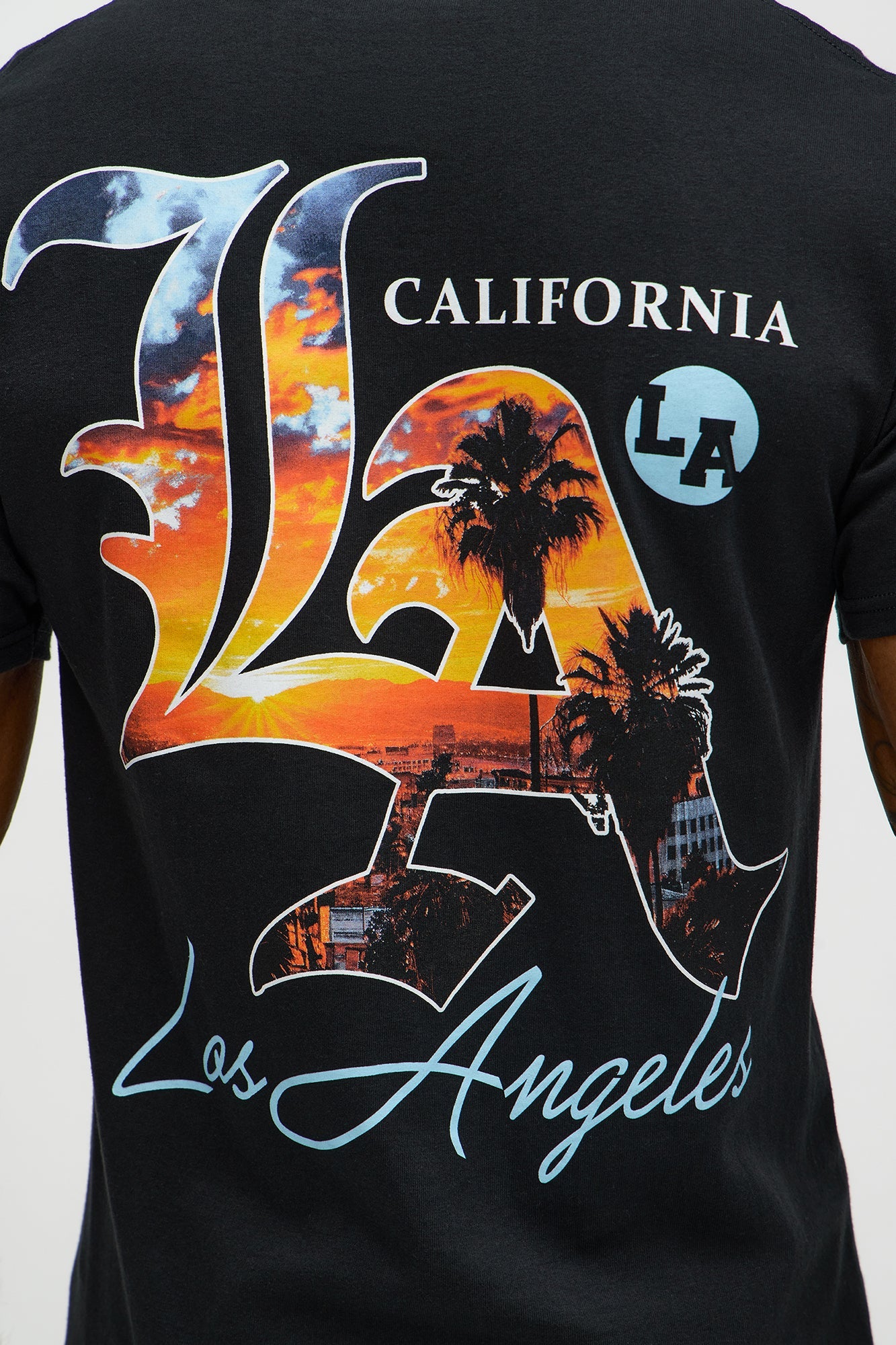 Sunset LA California Short Sleeve Tee - Black