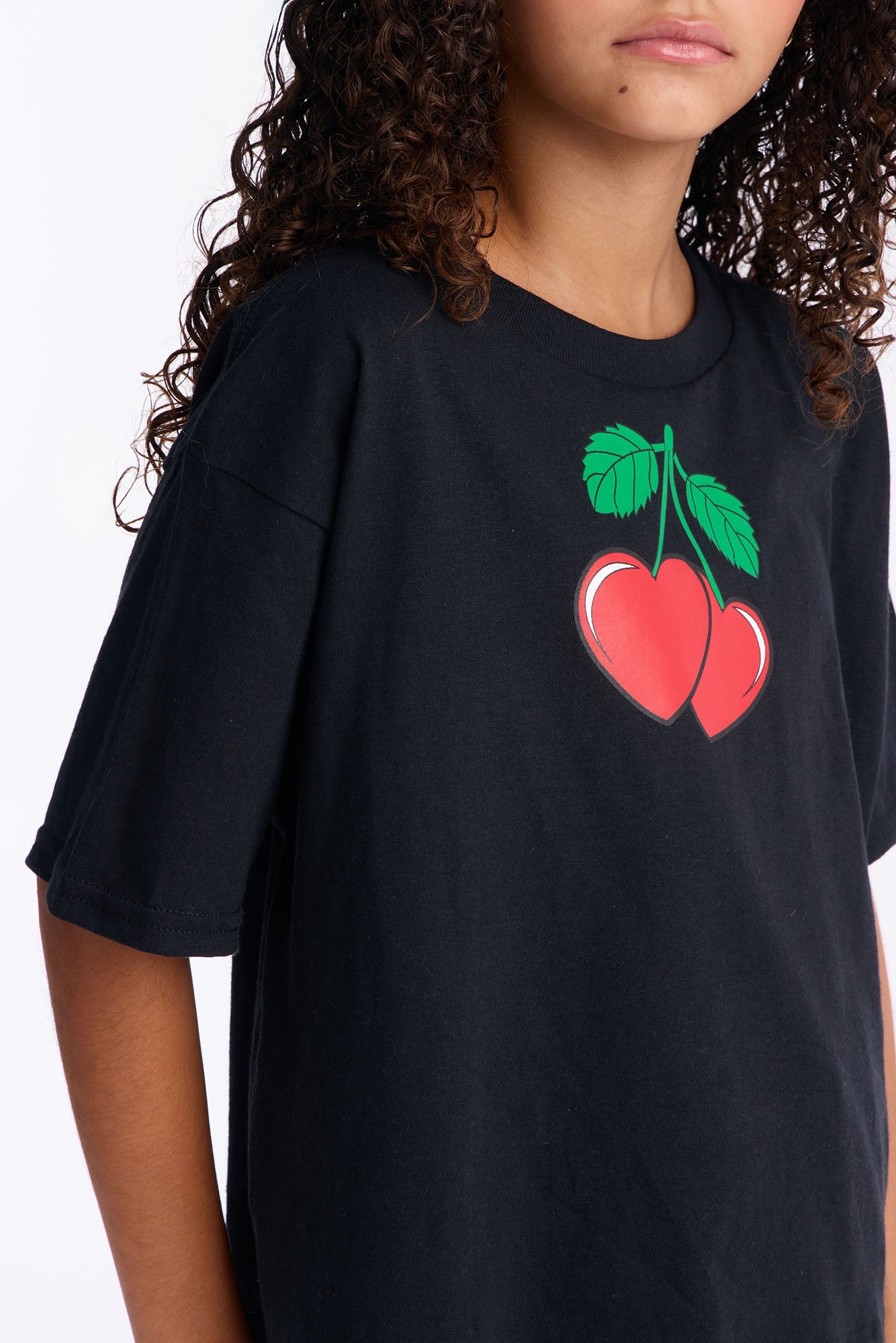 Mini Very Cherry Cropped Short Sleeve Tee - Black