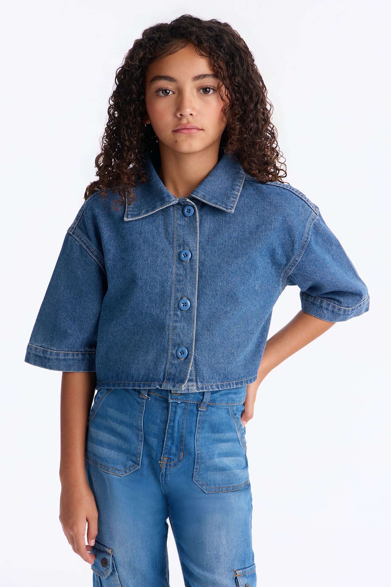 Mini Made For It Denim Shirt - Medium Wash