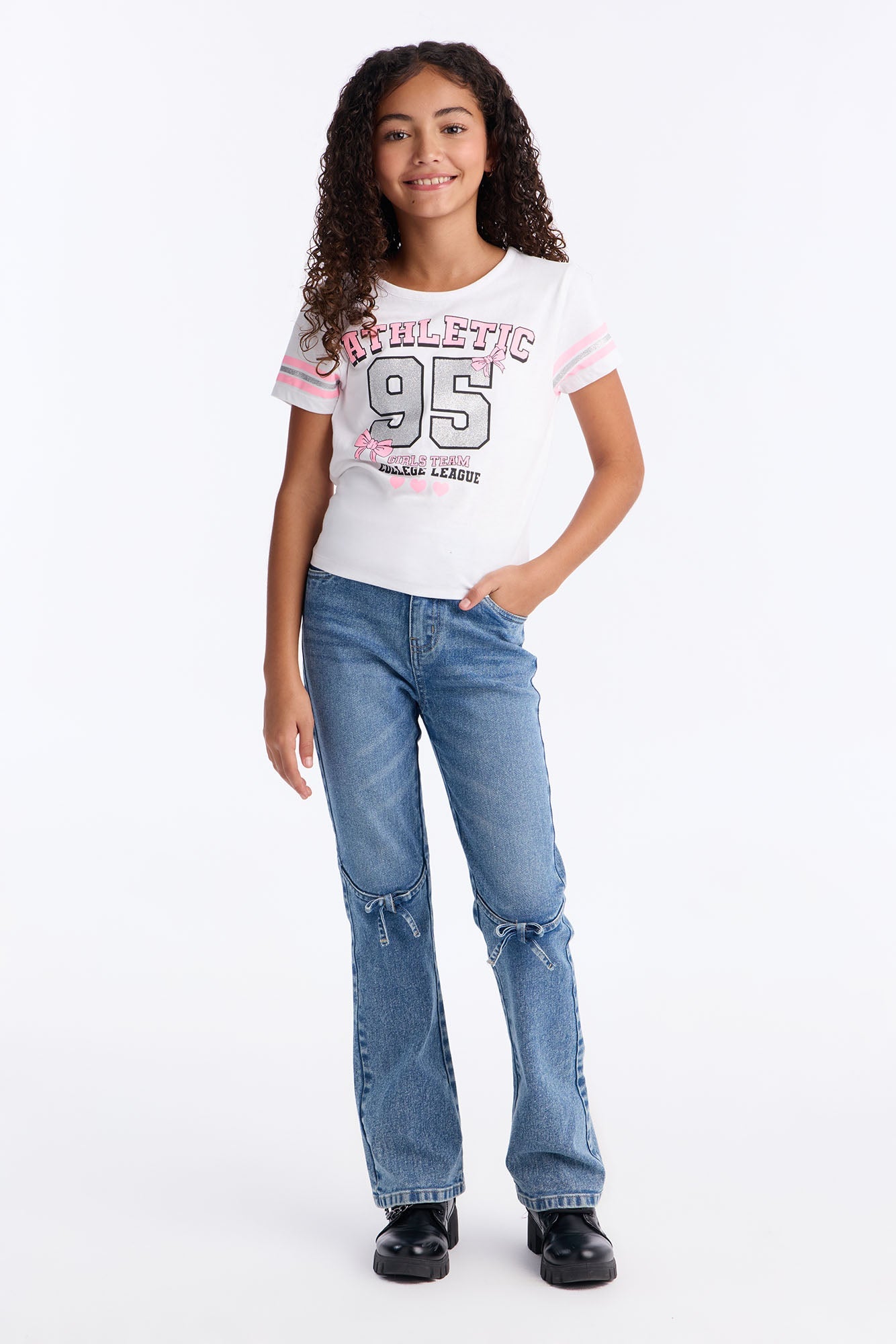 Mini Athletic 95 Flare Jean Set - White/combo