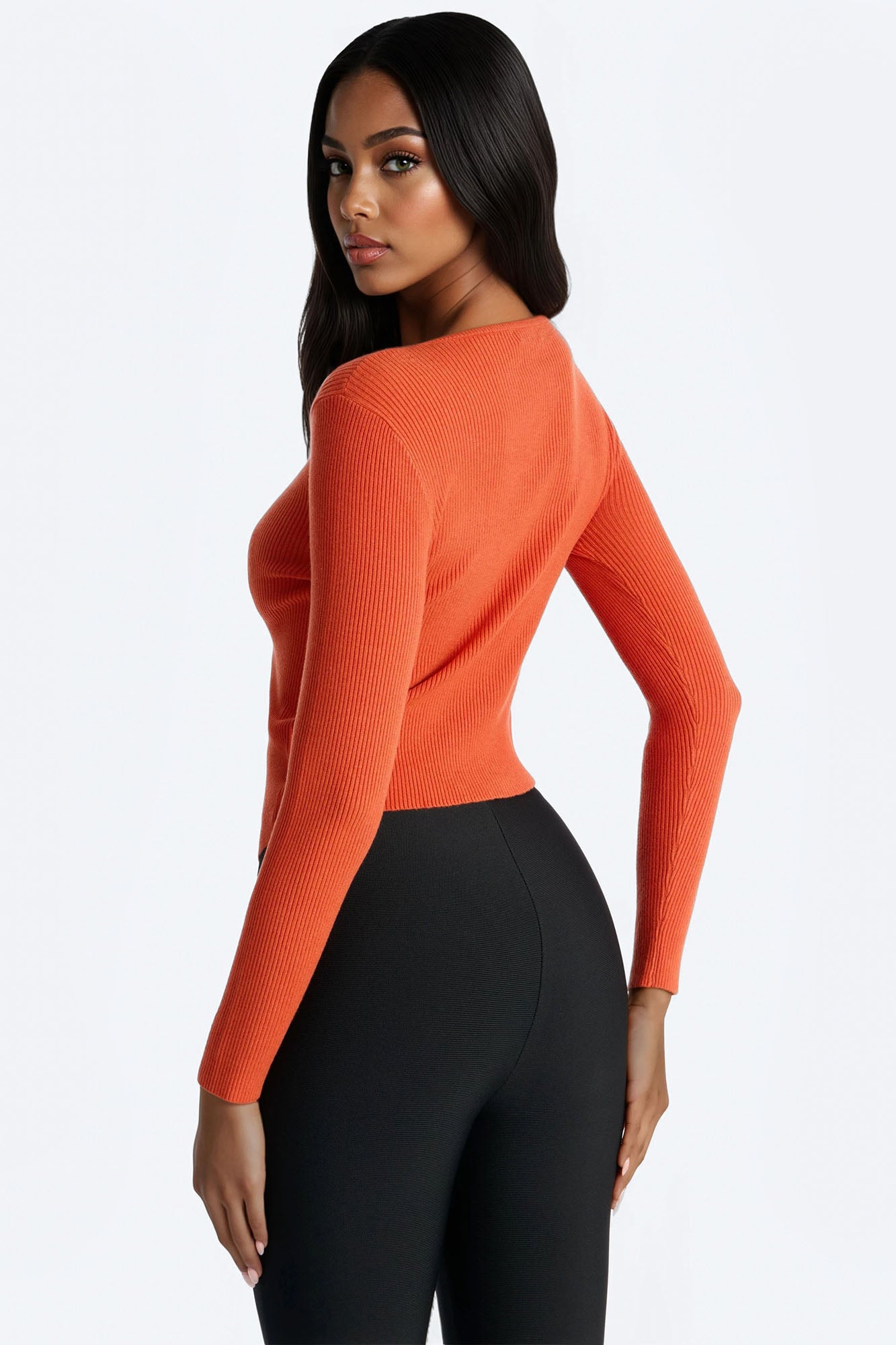 Pumpkin Spice Hardware Sweater Top - Rust