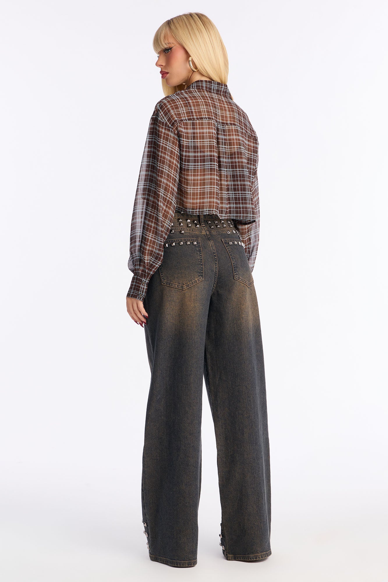 The Front Runner Studded Tinted Jeans - Brown