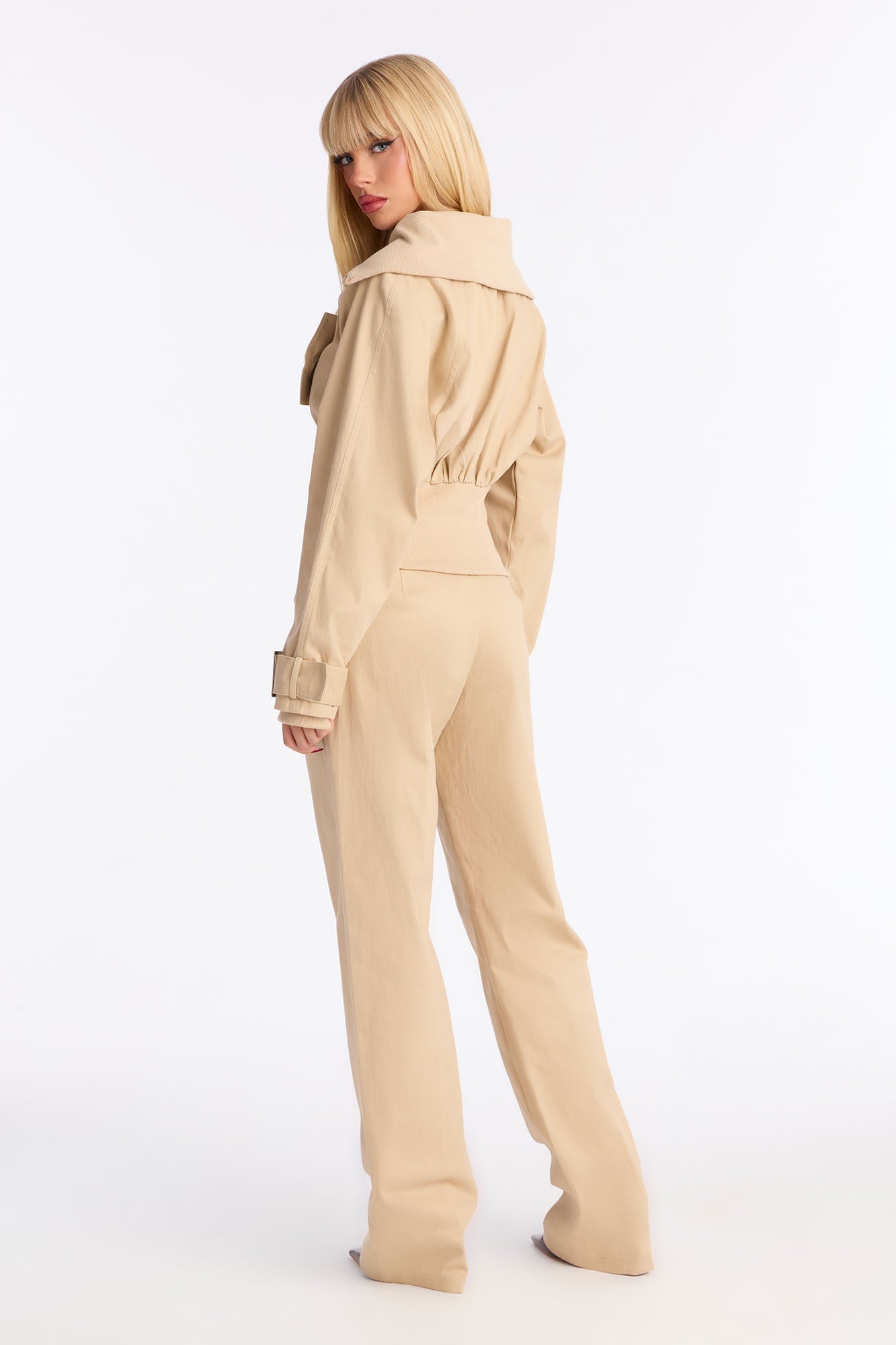 Natasha Twill Jacket Pant Set - Taupe