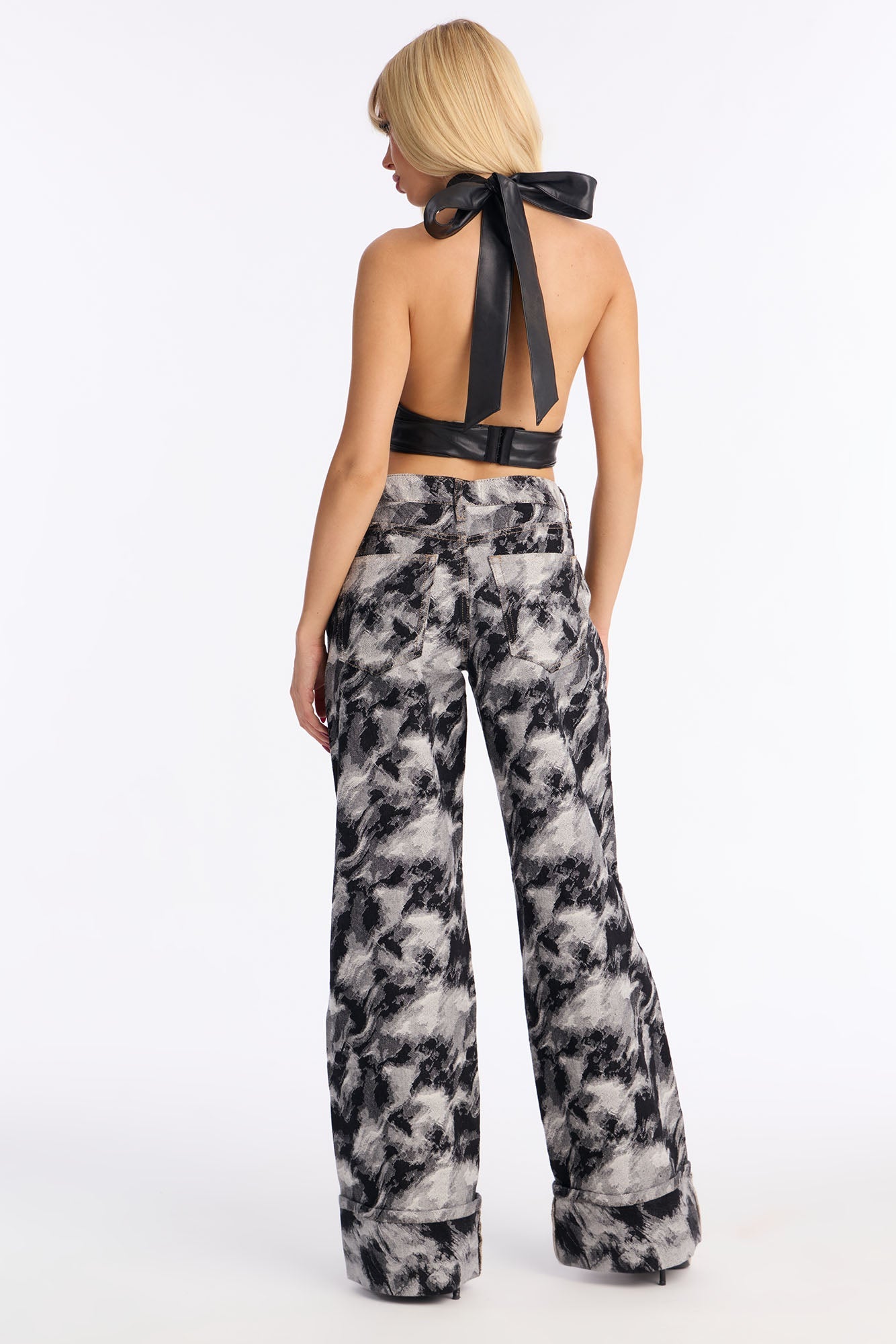 Aspiring Artist Patterned Wide Leg Jeans - Black/combo