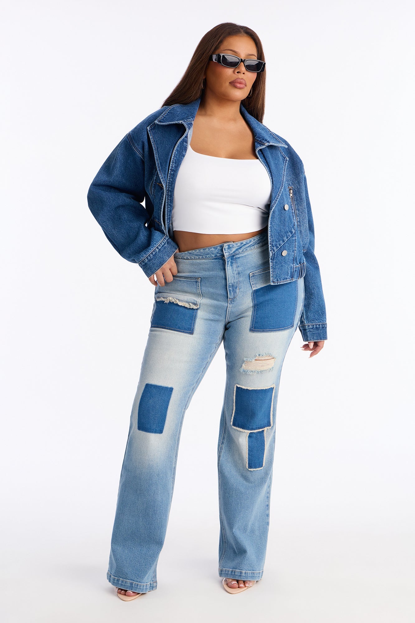 Handicraft Patchwork Flare Jean - Light Wash
