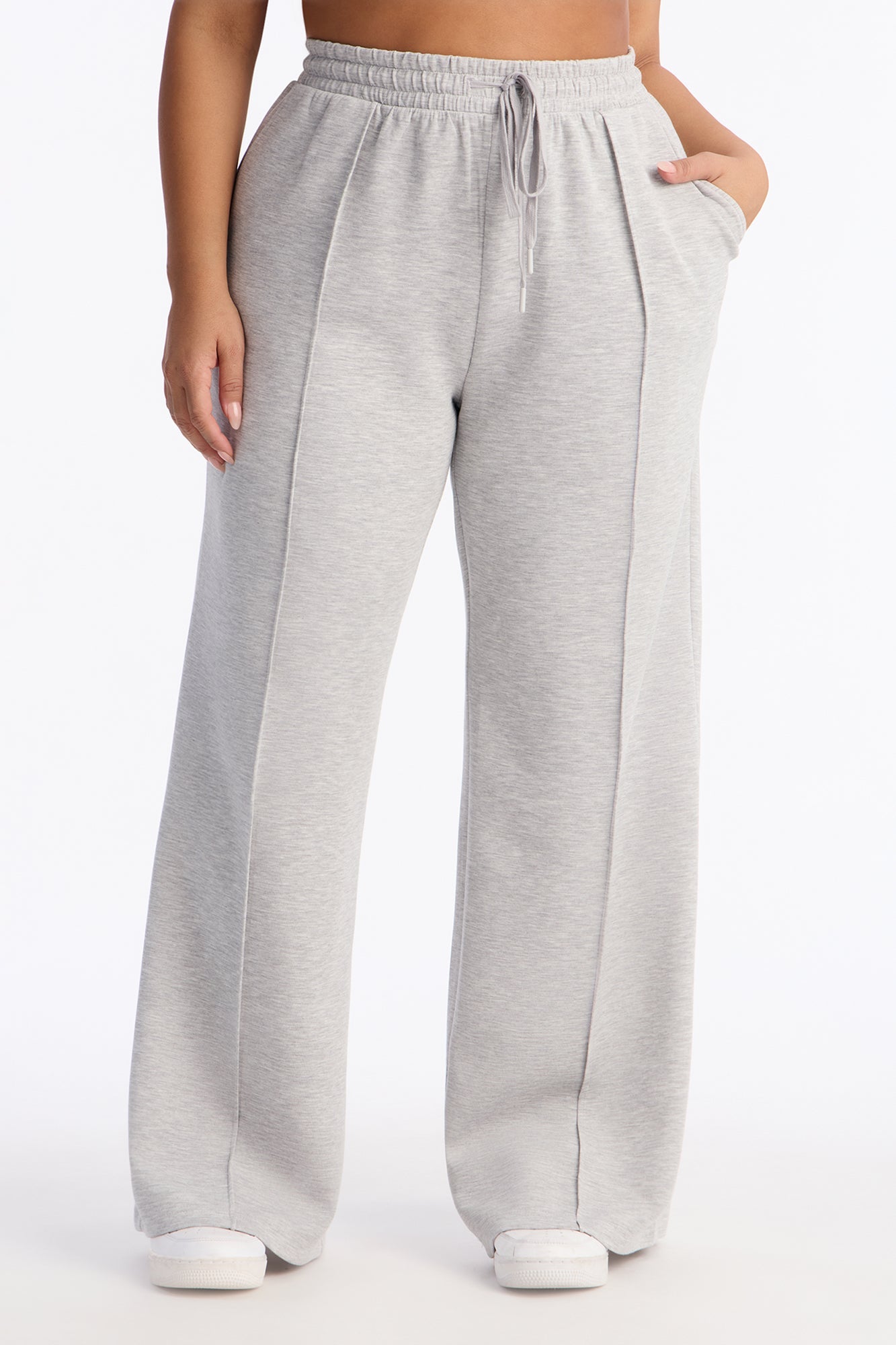Soft Side Wide Leg Sweatpants - Grey