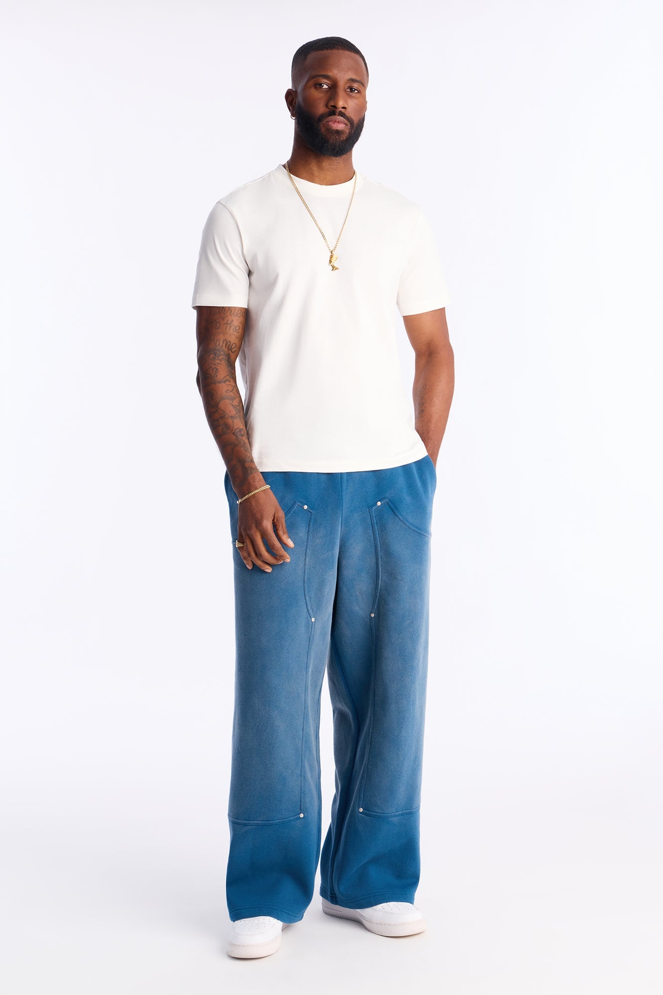 Wide Leg Carpenter Sweatpants - Blue