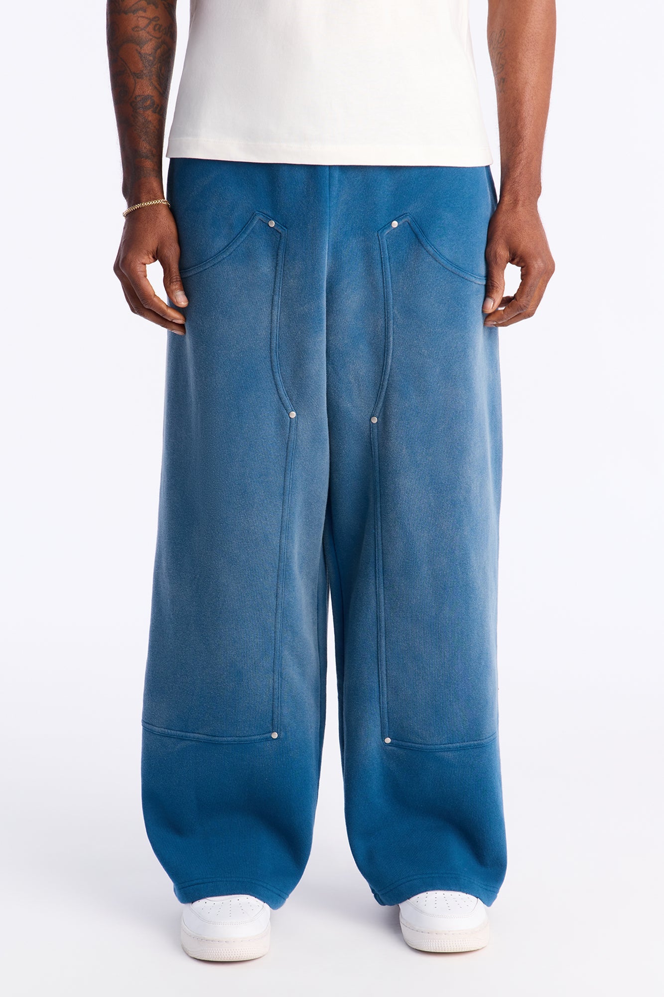 Wide Leg Carpenter Sweatpants - Blue
