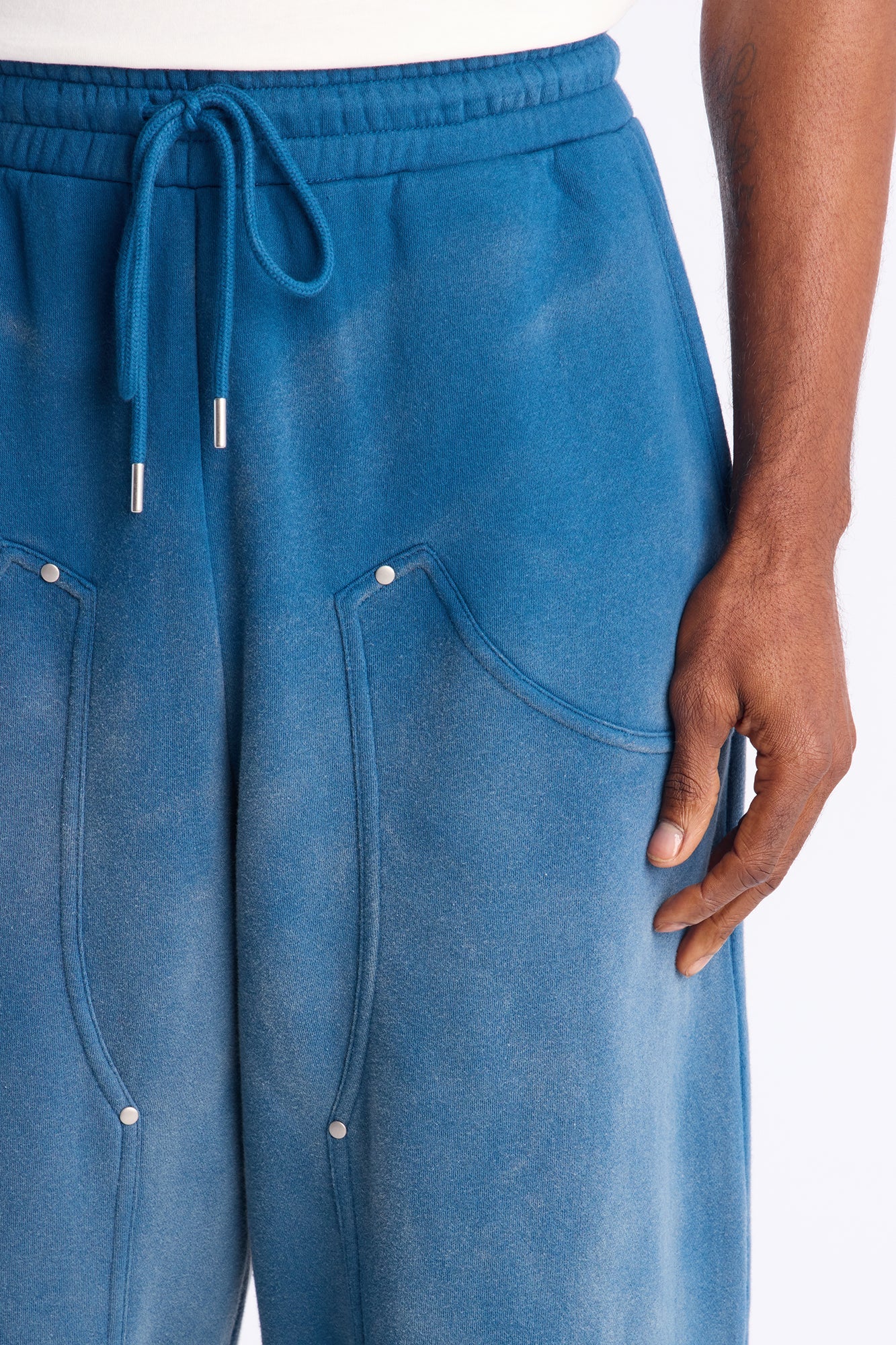 Wide Leg Carpenter Sweatpants - Blue