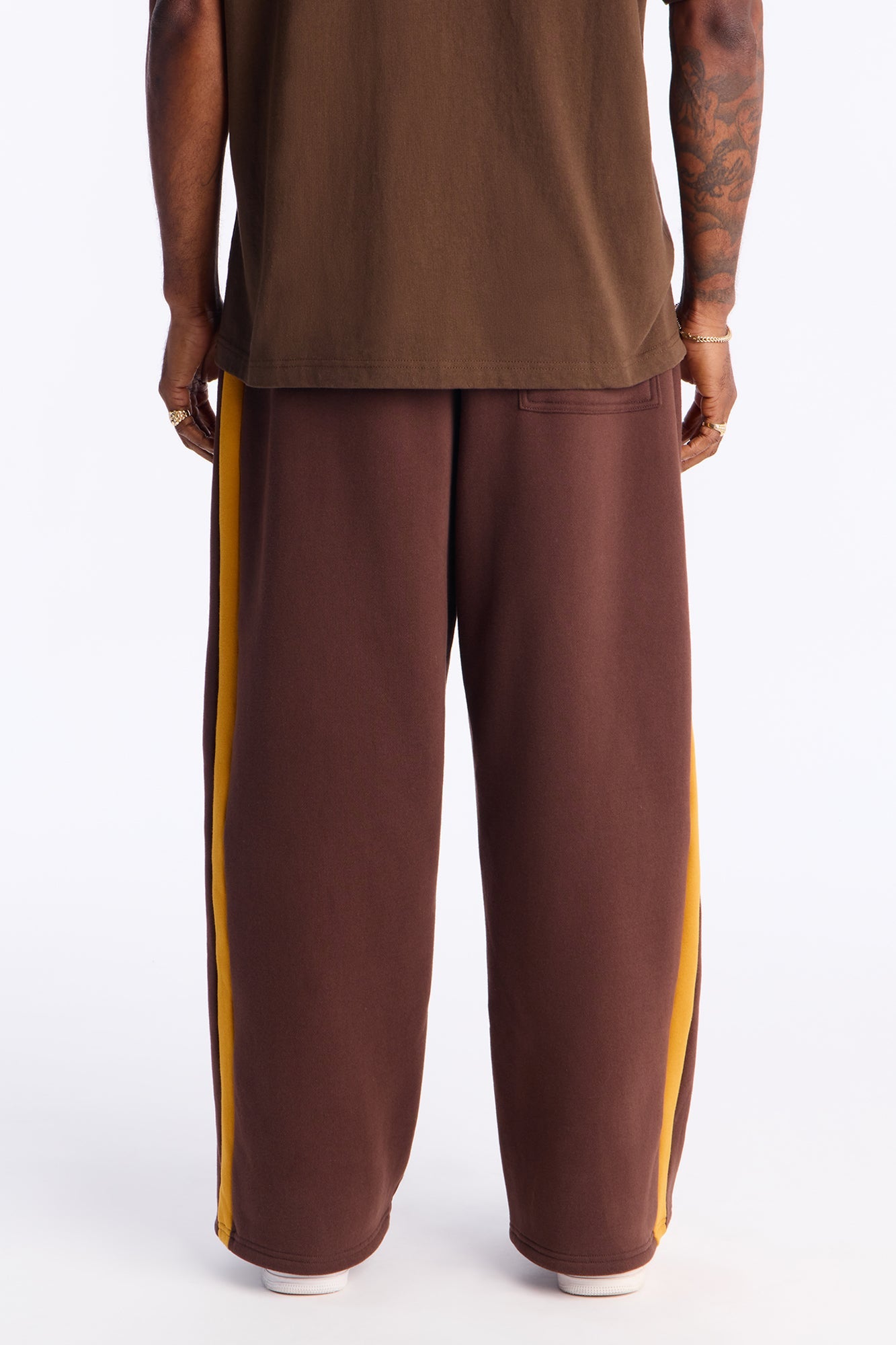 Never Fade Color Block Wide Leg Sweatpants - Brown