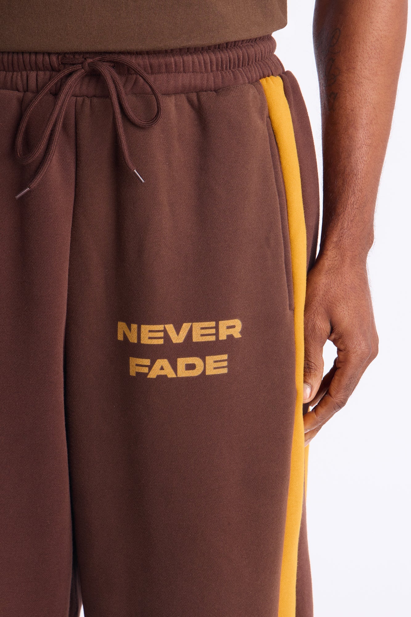 Never Fade Color Block Wide Leg Sweatpants - Brown
