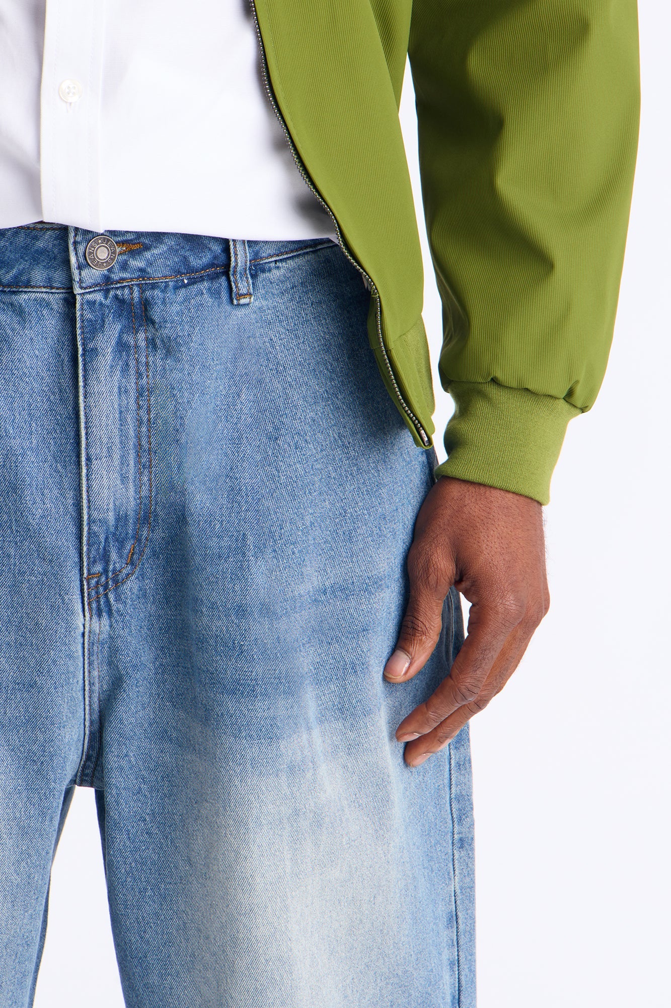 Baggy Transit Pleated Denim Short - Medium Blue Wash
