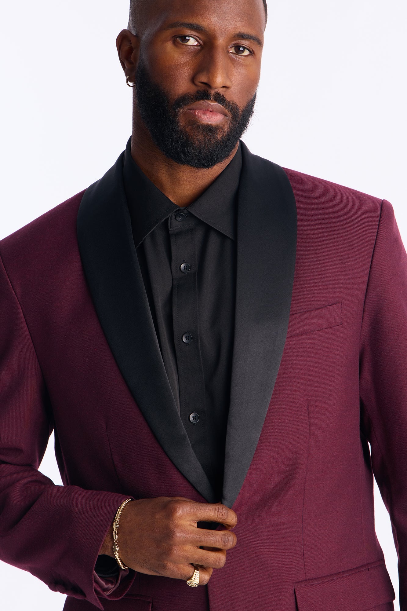 Belcourt Shawl Collar Blazer - Burgundy