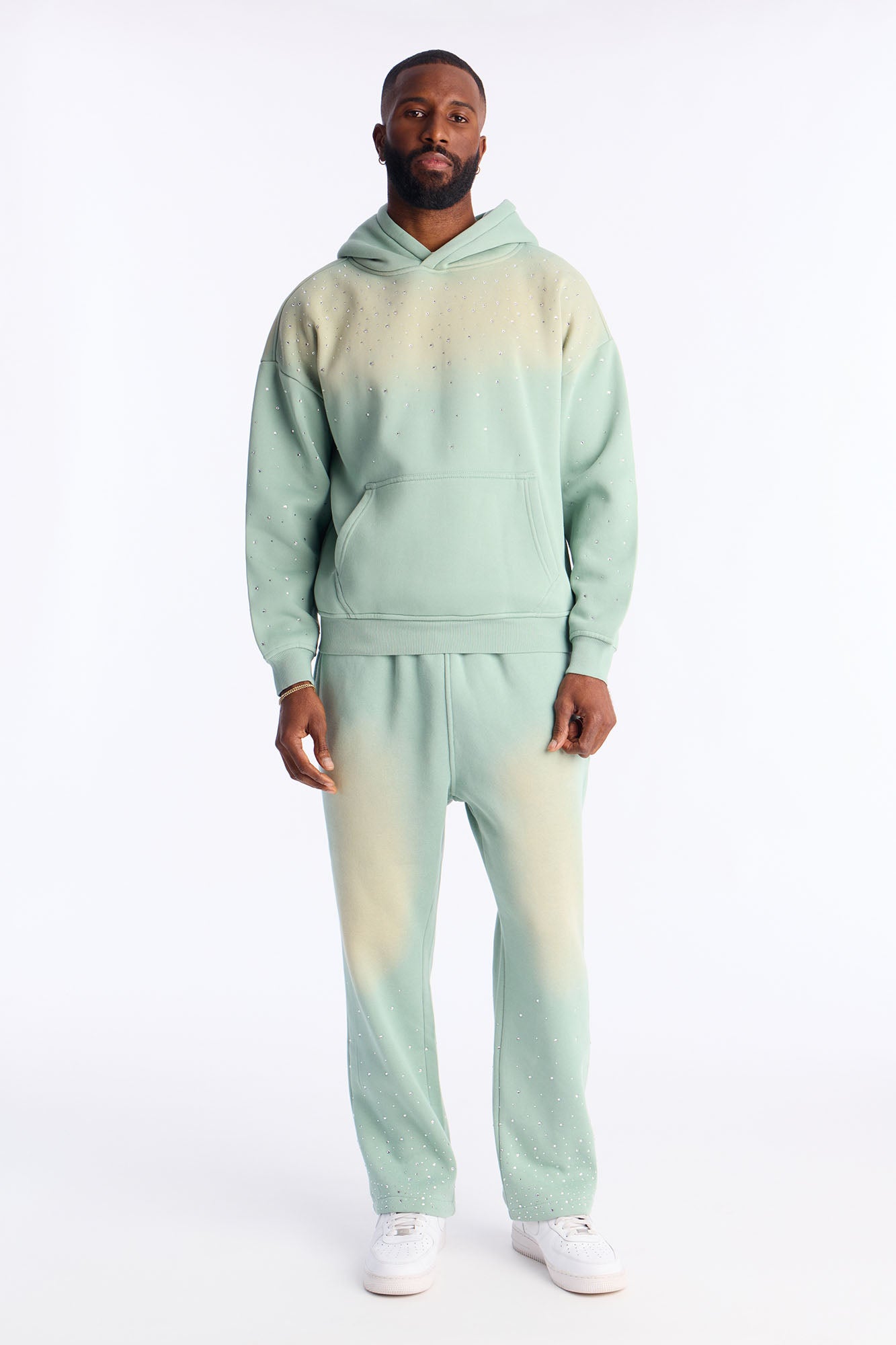 Run Them Rhinestones Relaxed Sweatpants - Sage