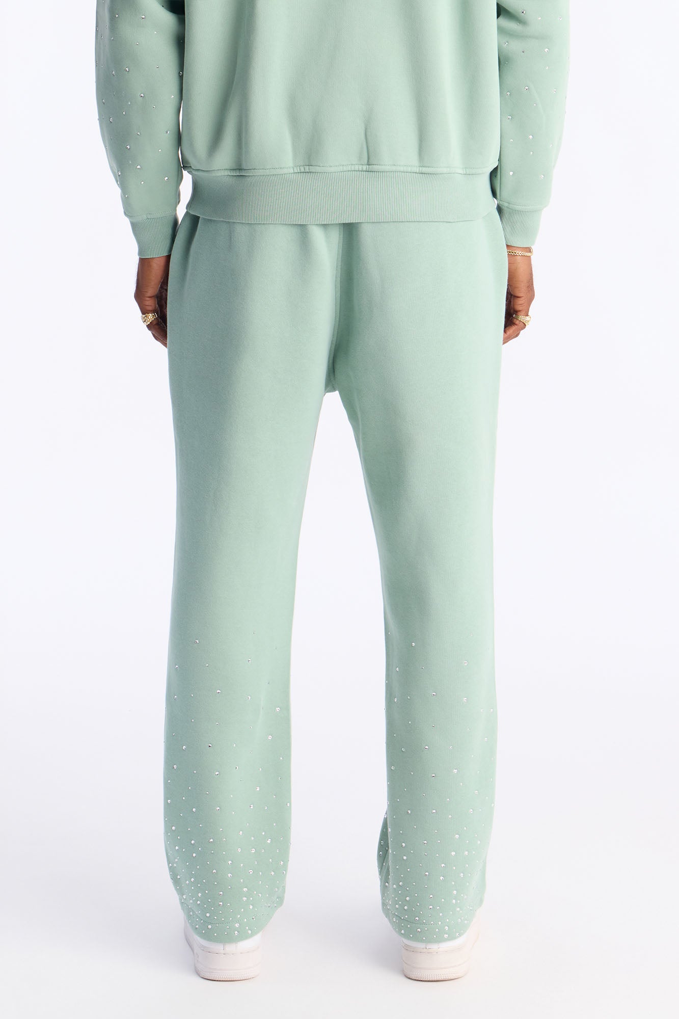 Run Them Rhinestones Relaxed Sweatpants - Sage