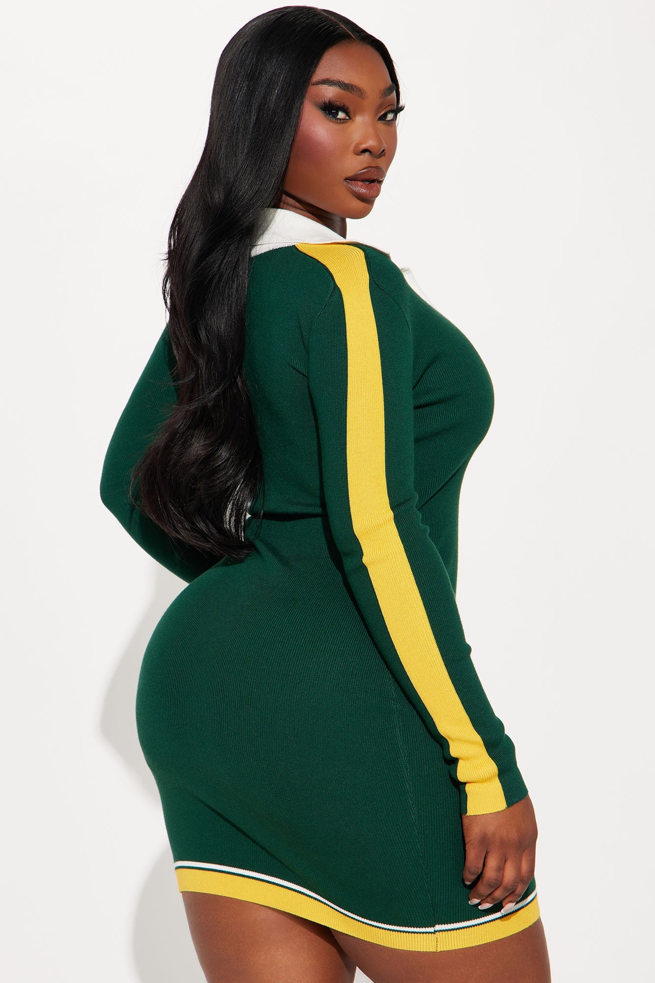 Diva Prep School Sweater Mini Dress - Green/combo