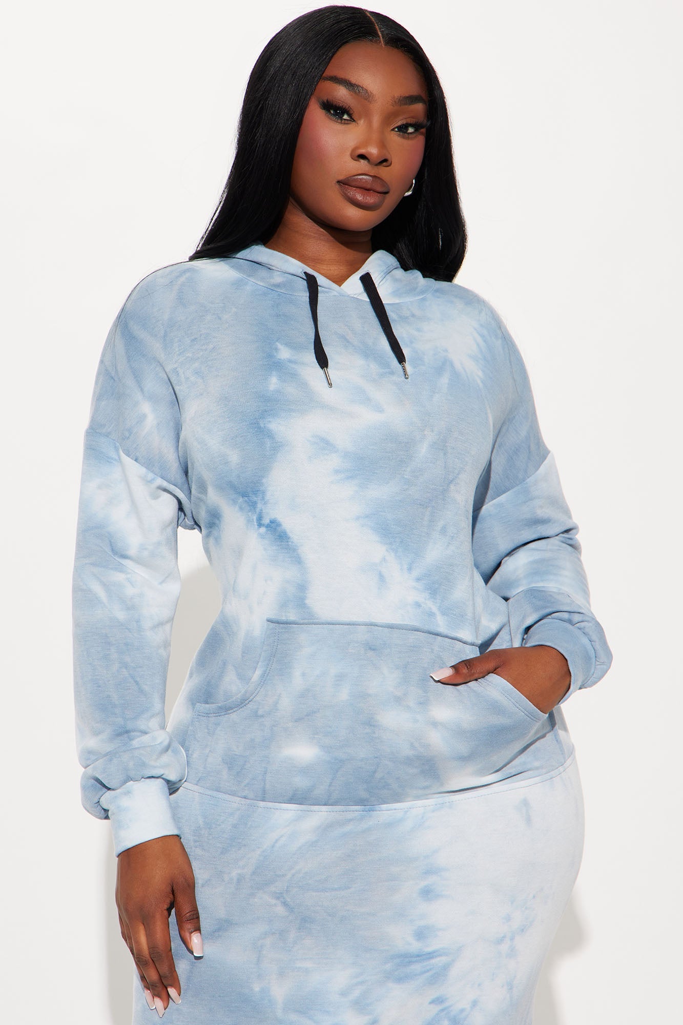 Tie Dye Sweatshirt Maxi Dress - Blue/combo