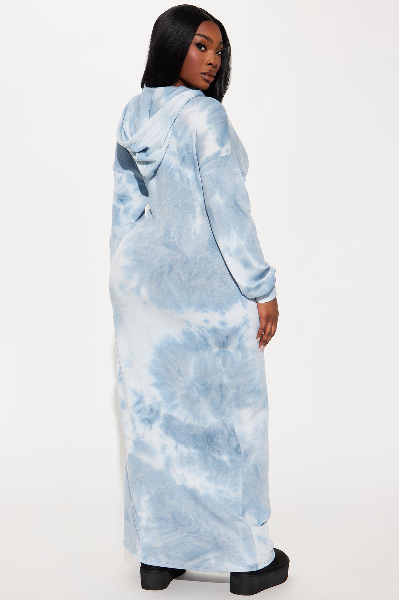 Tie Dye Sweatshirt Maxi Dress - Blue/combo