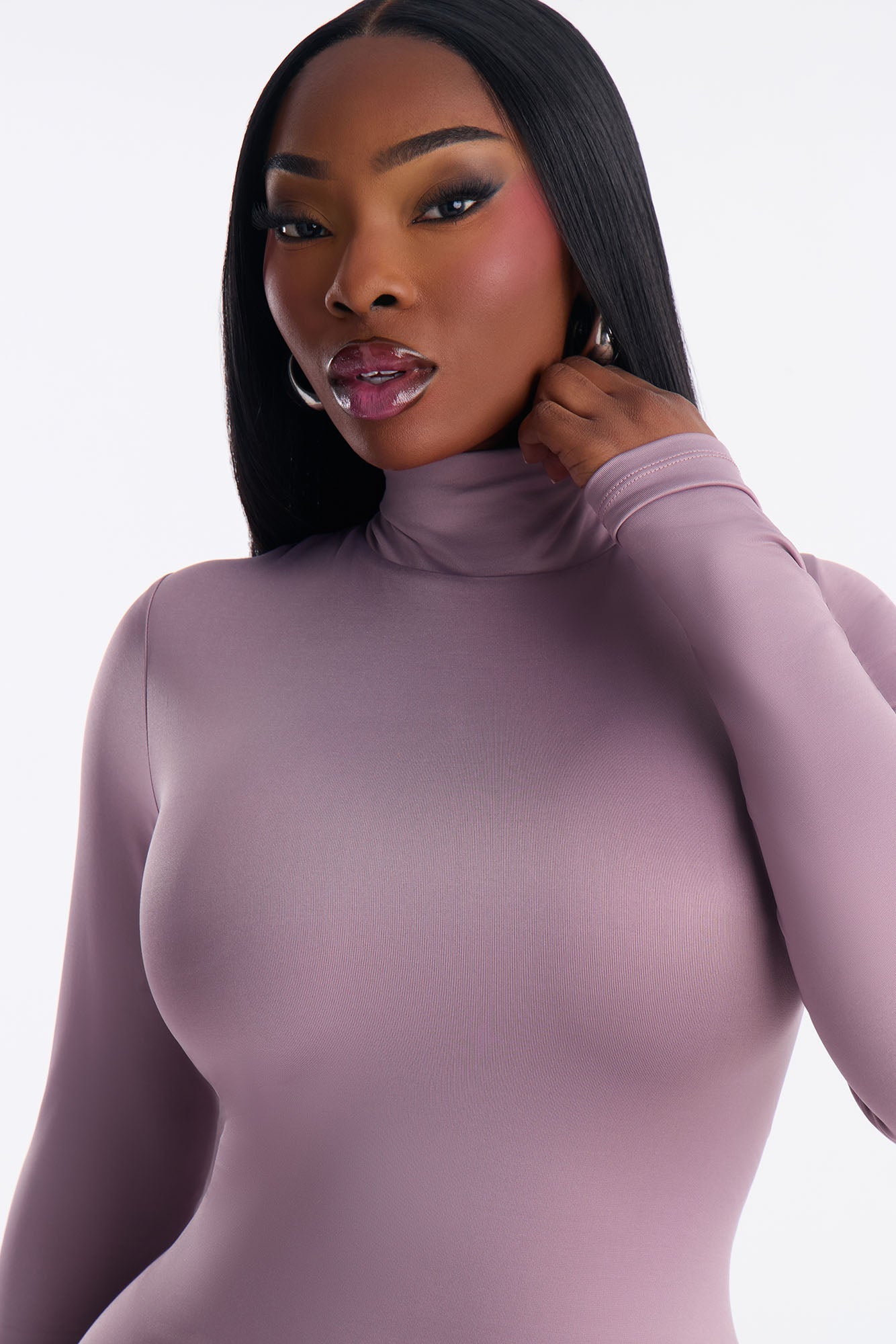 Contour Double Lined Mock Neck Capri Jumpsuit - Lavender