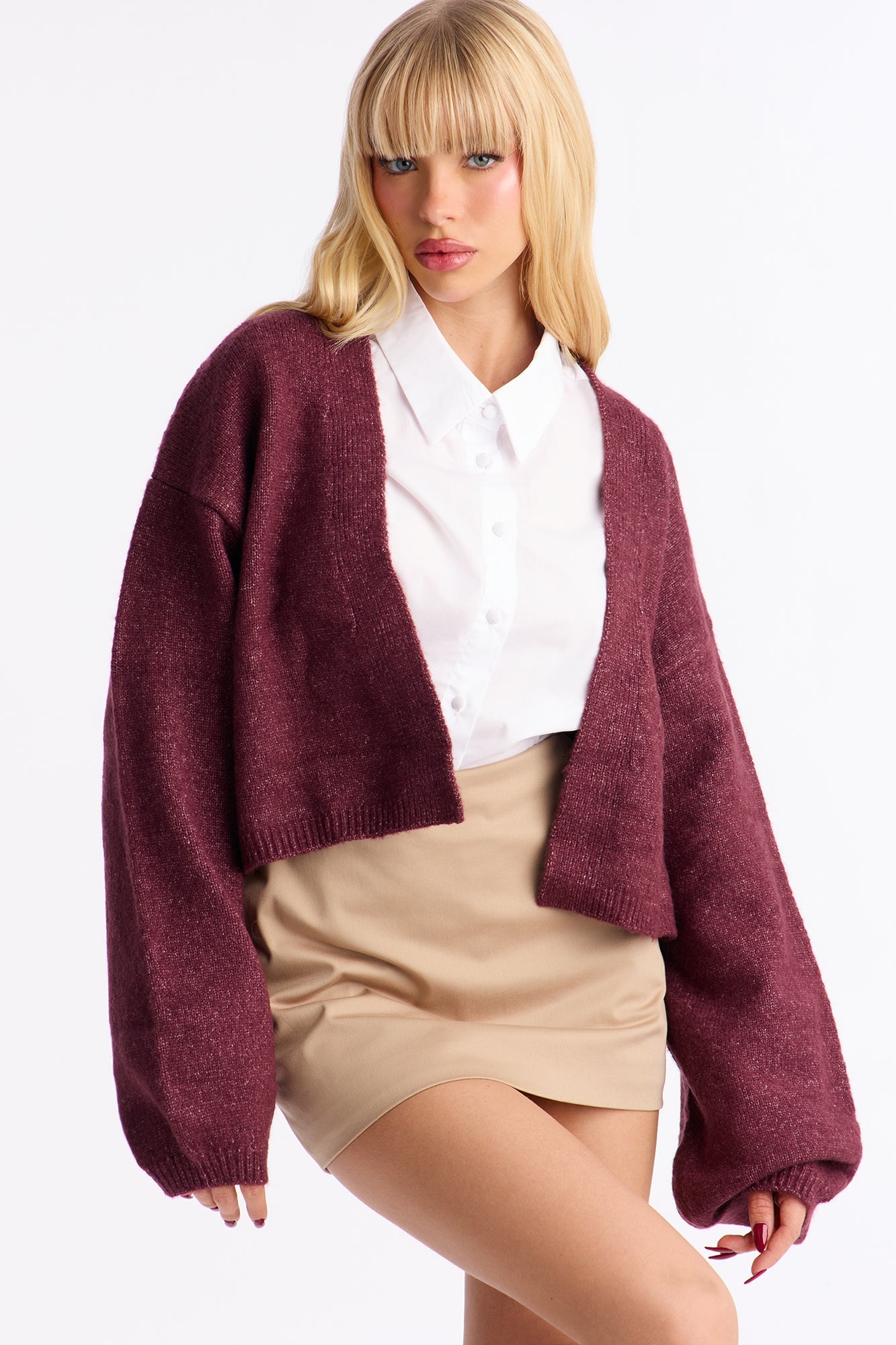 Made For Me Open Front Cardigan - Burgundy