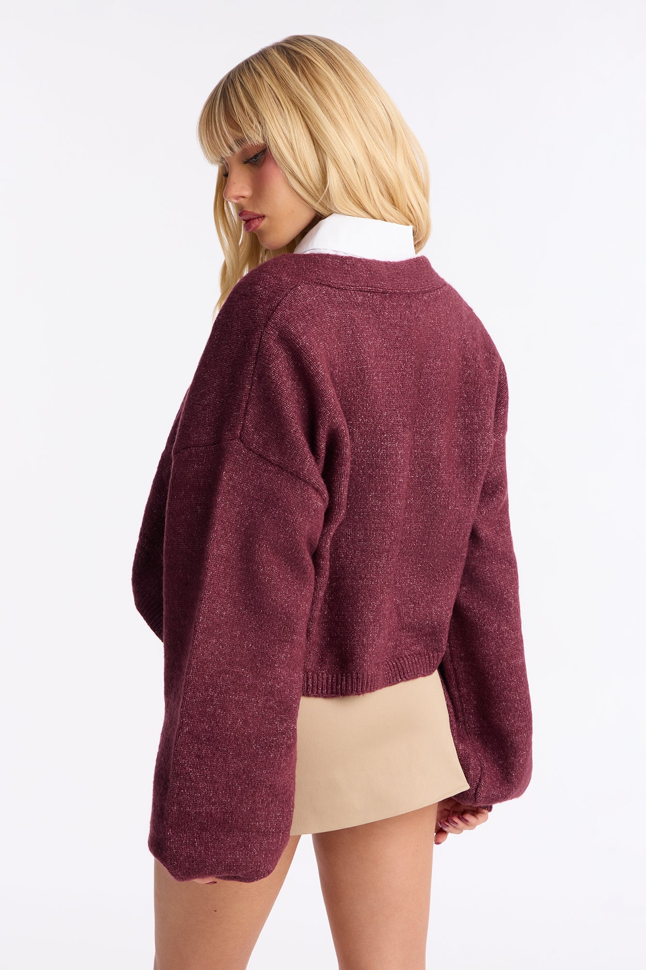 Made For Me Open Front Cardigan - Burgundy