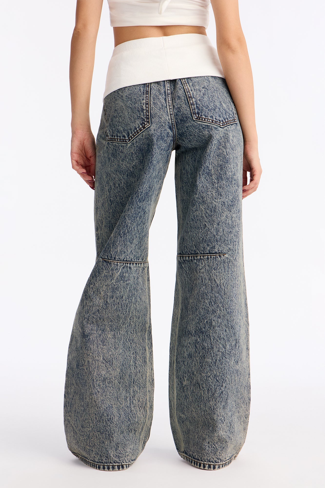 Fairmount Folderover Wide Leg Jeans - Vintage Wash