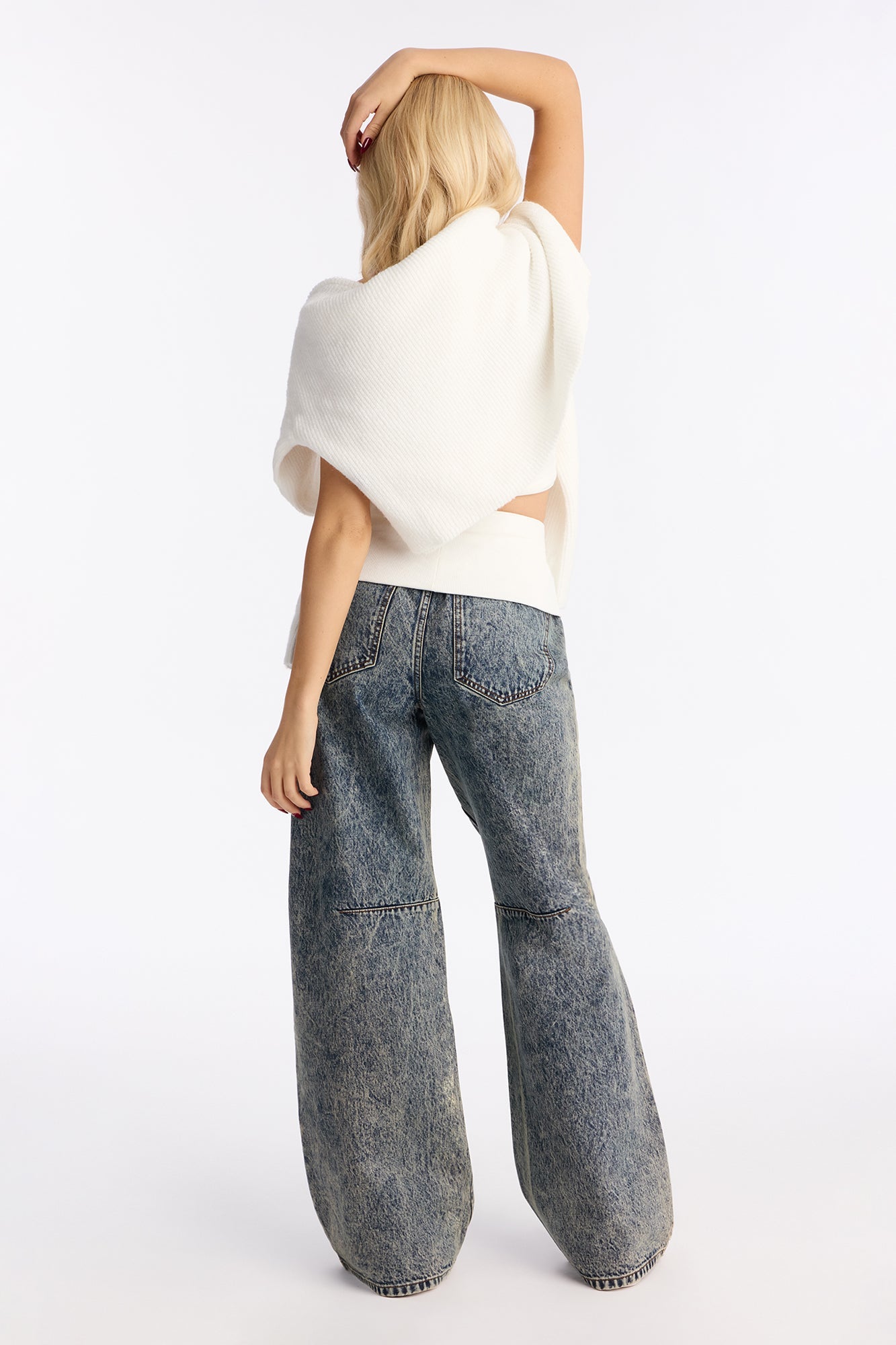 Fairmount Folderover Wide Leg Jeans - Vintage Wash