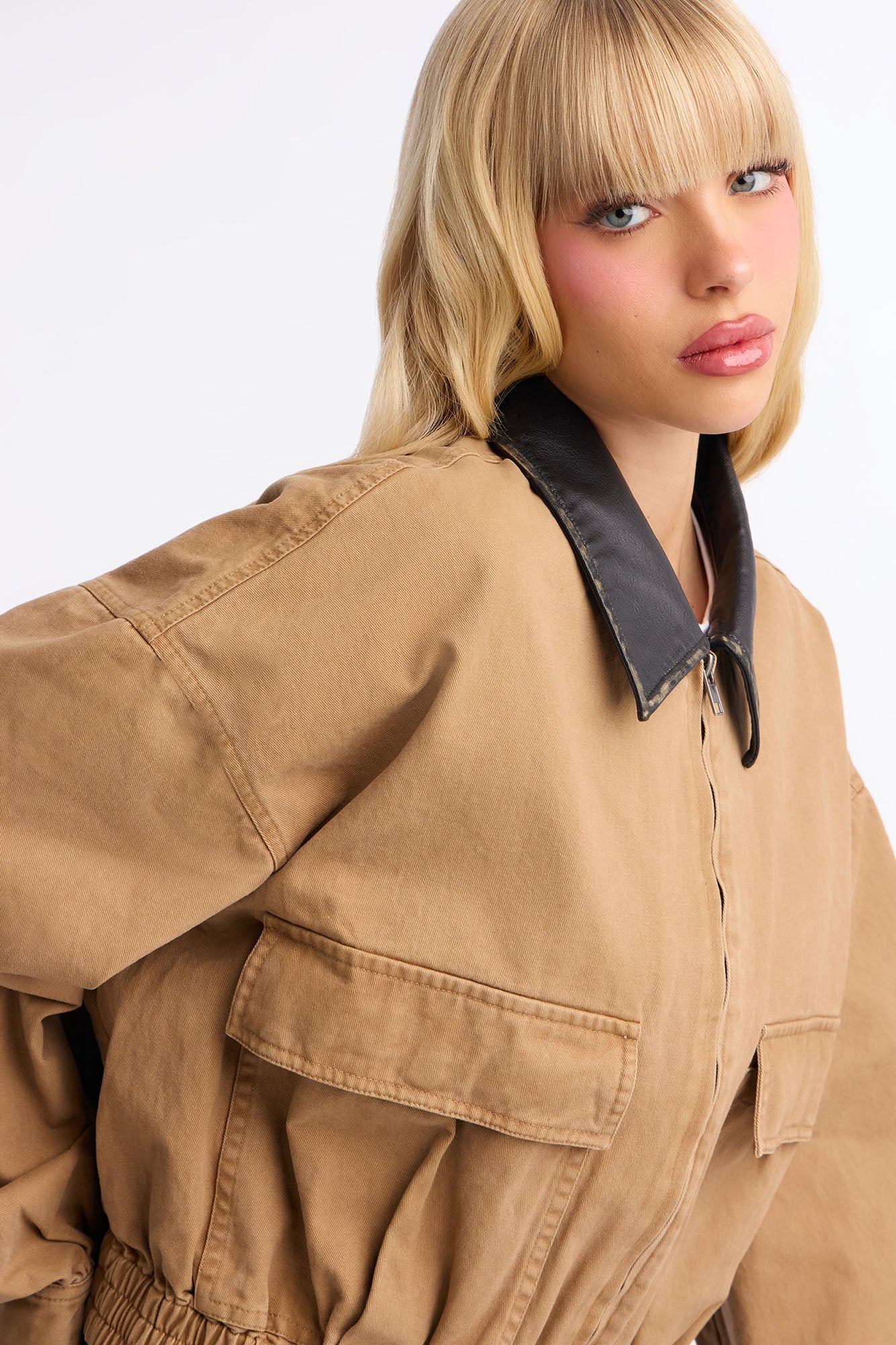 Rory Cropped Cargo Bomber Jacket - Khaki/combo