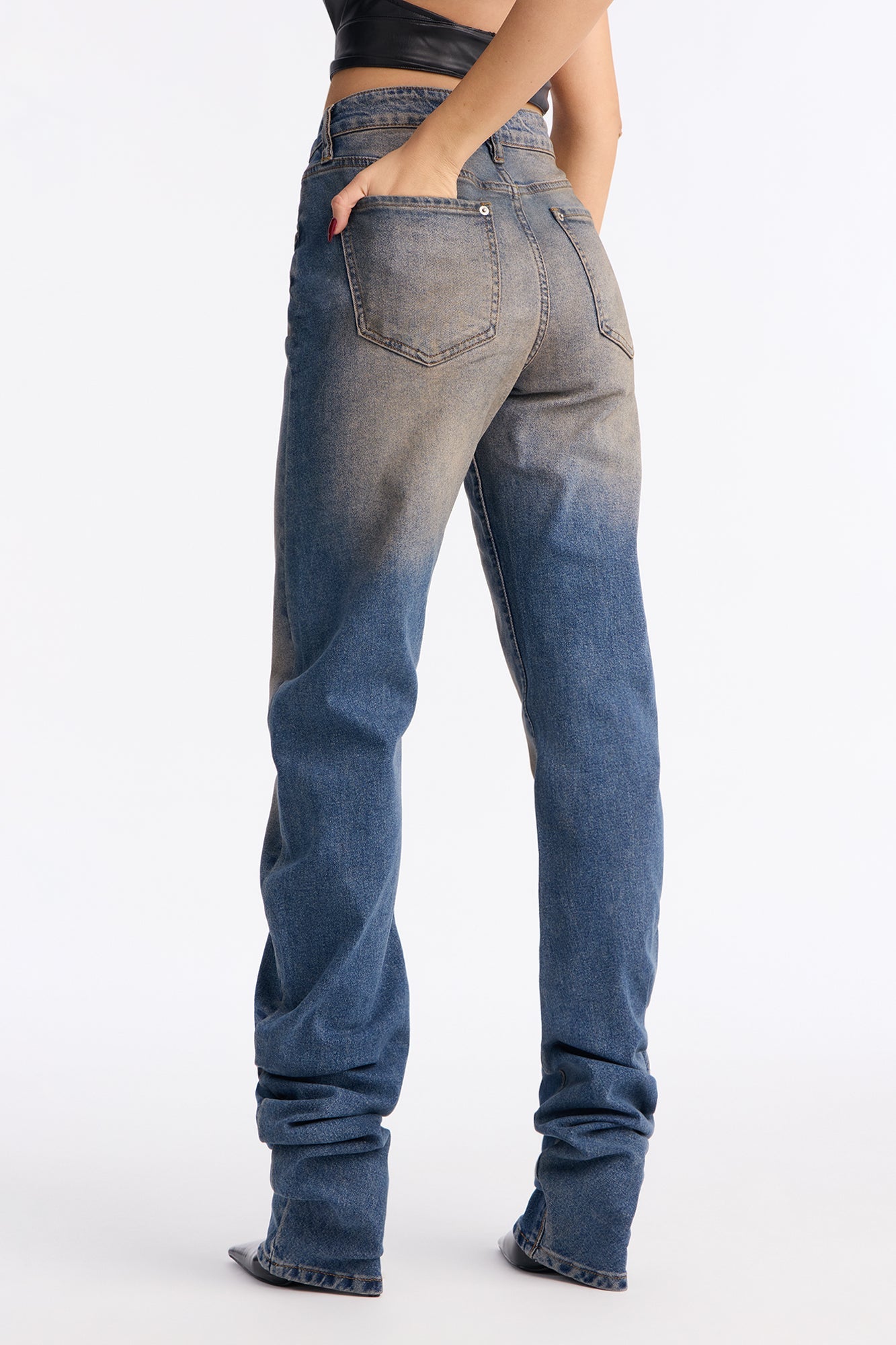 Midnight Calling Stacked Straight Leg Jeans - Vintage Wash