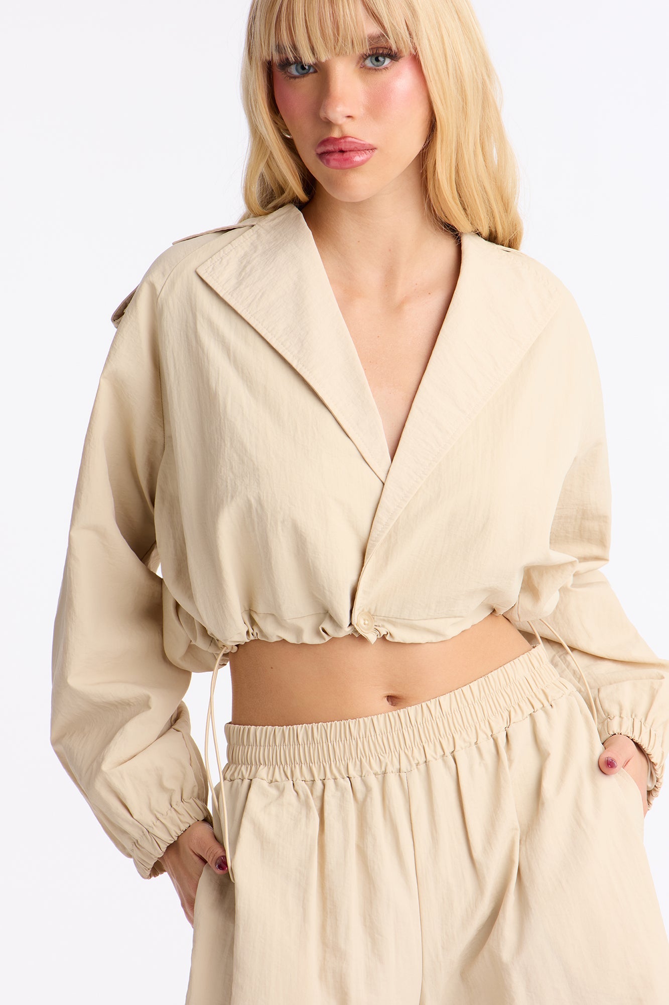Janet Windbreaker Jogger Set - Stone