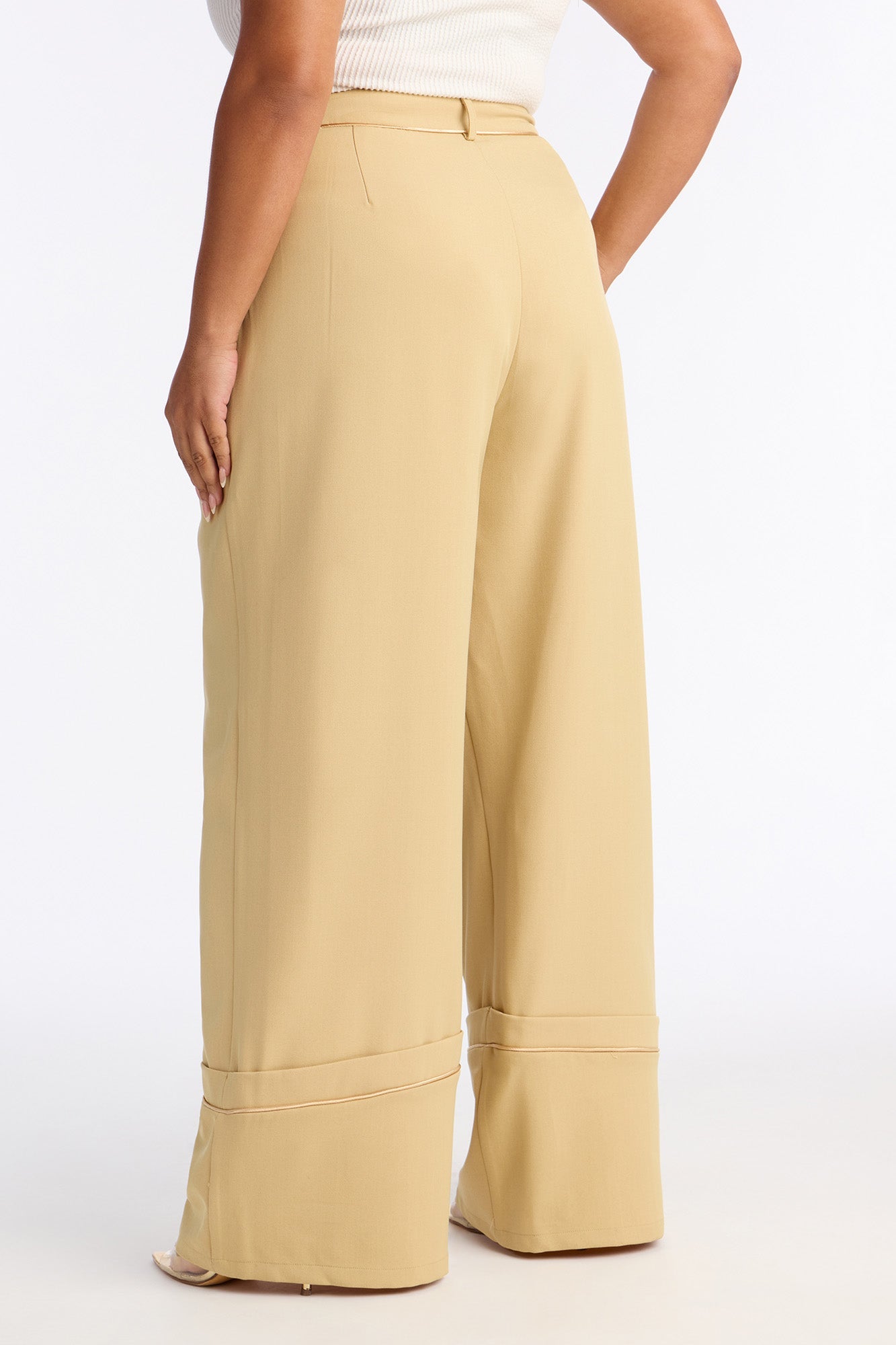 Molly Wide Leg Cuffed Trouser Pant 32″ - Mustard