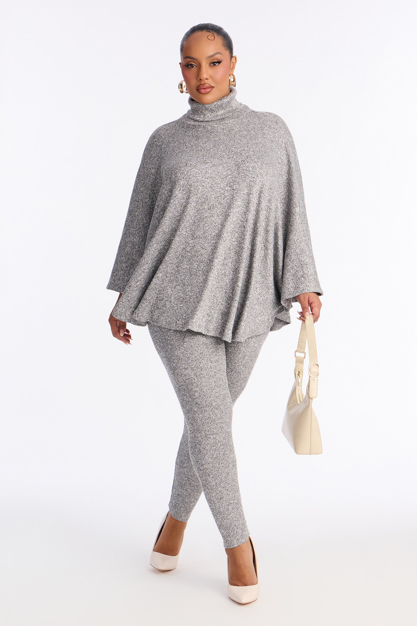 Stella Draped Turtleneck Legging Set - Grey