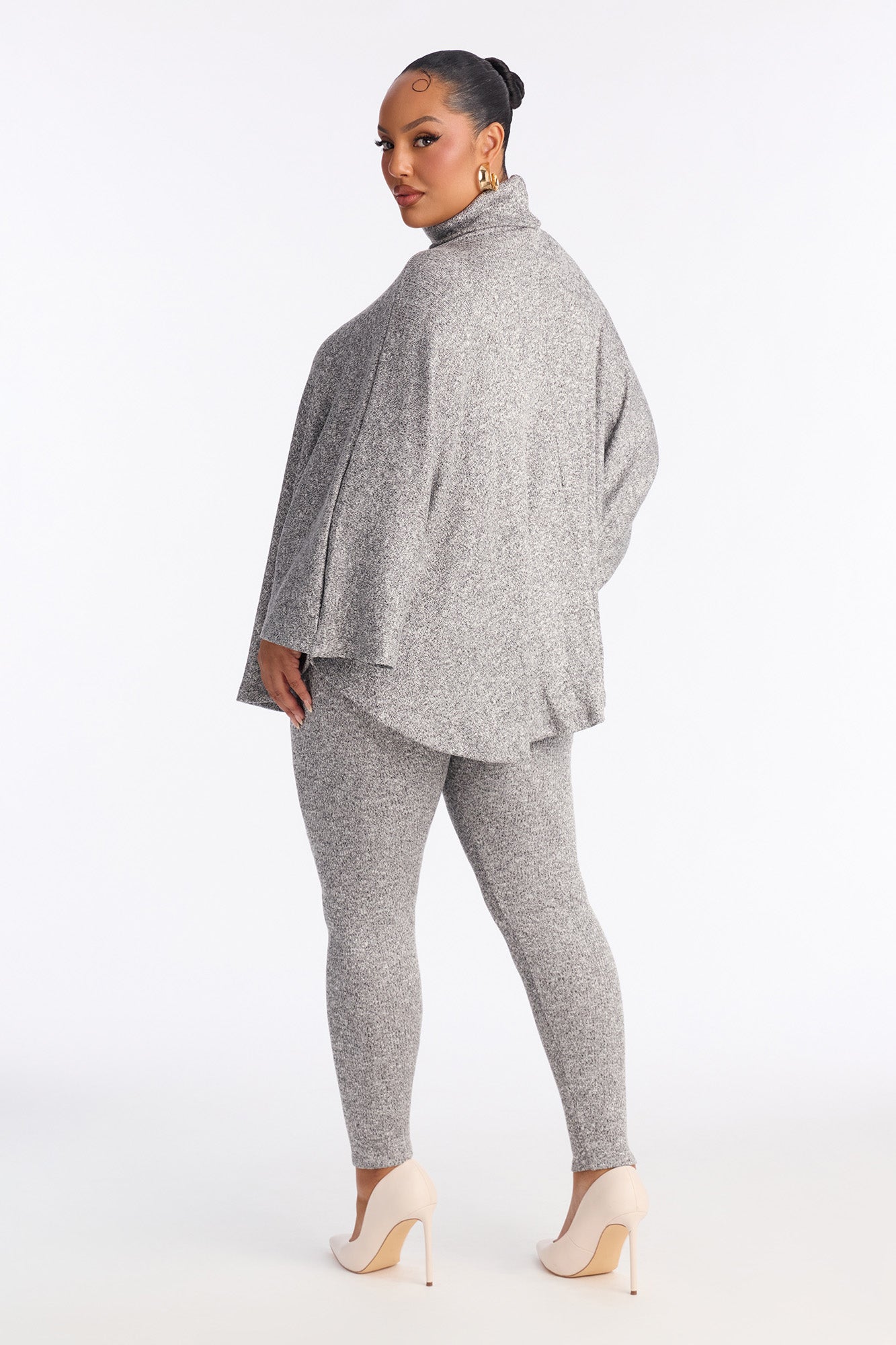 Stella Draped Turtleneck Legging Set - Grey