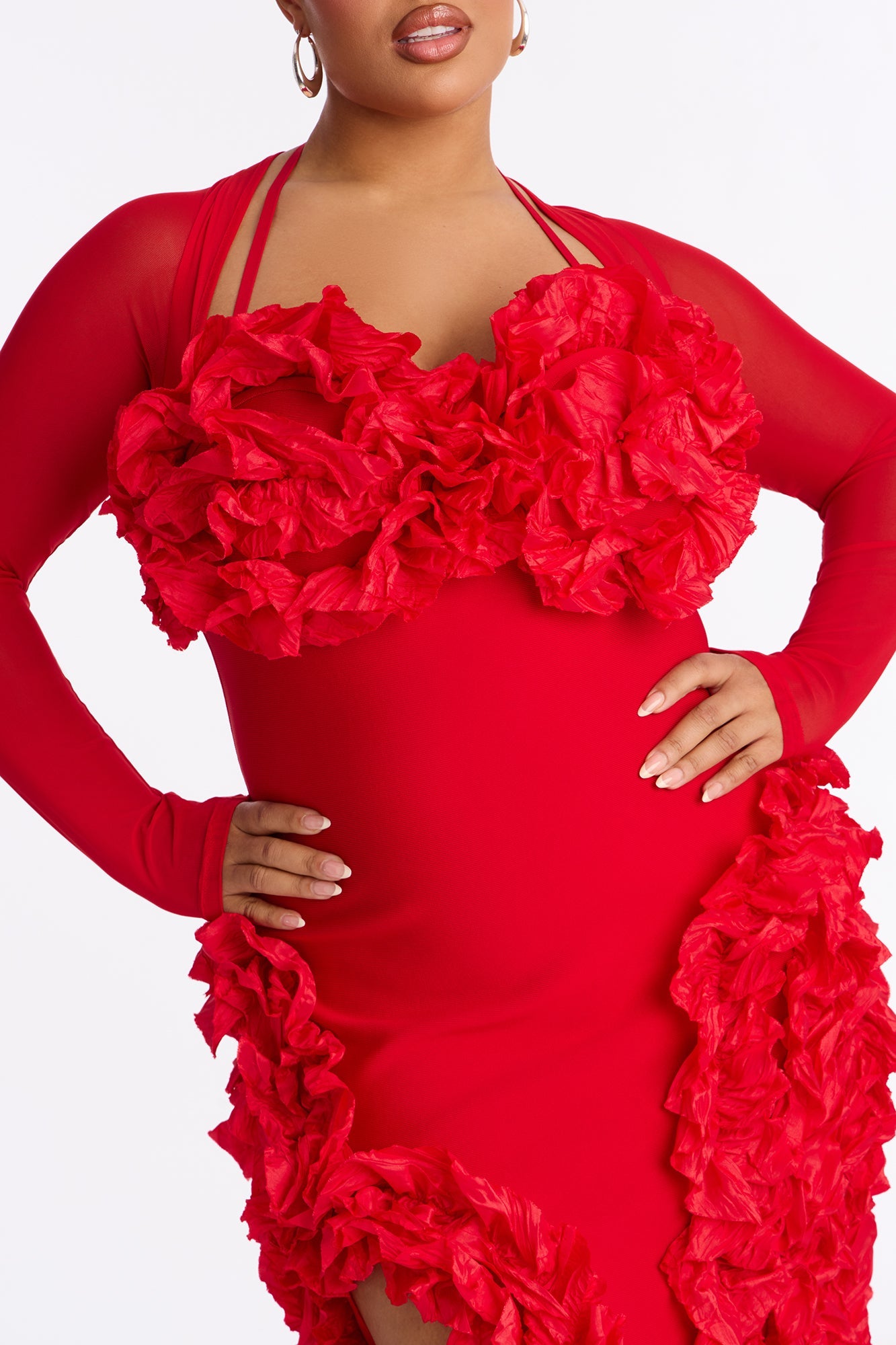 Leila Long Sleeve Bandage Mini Dress - Red