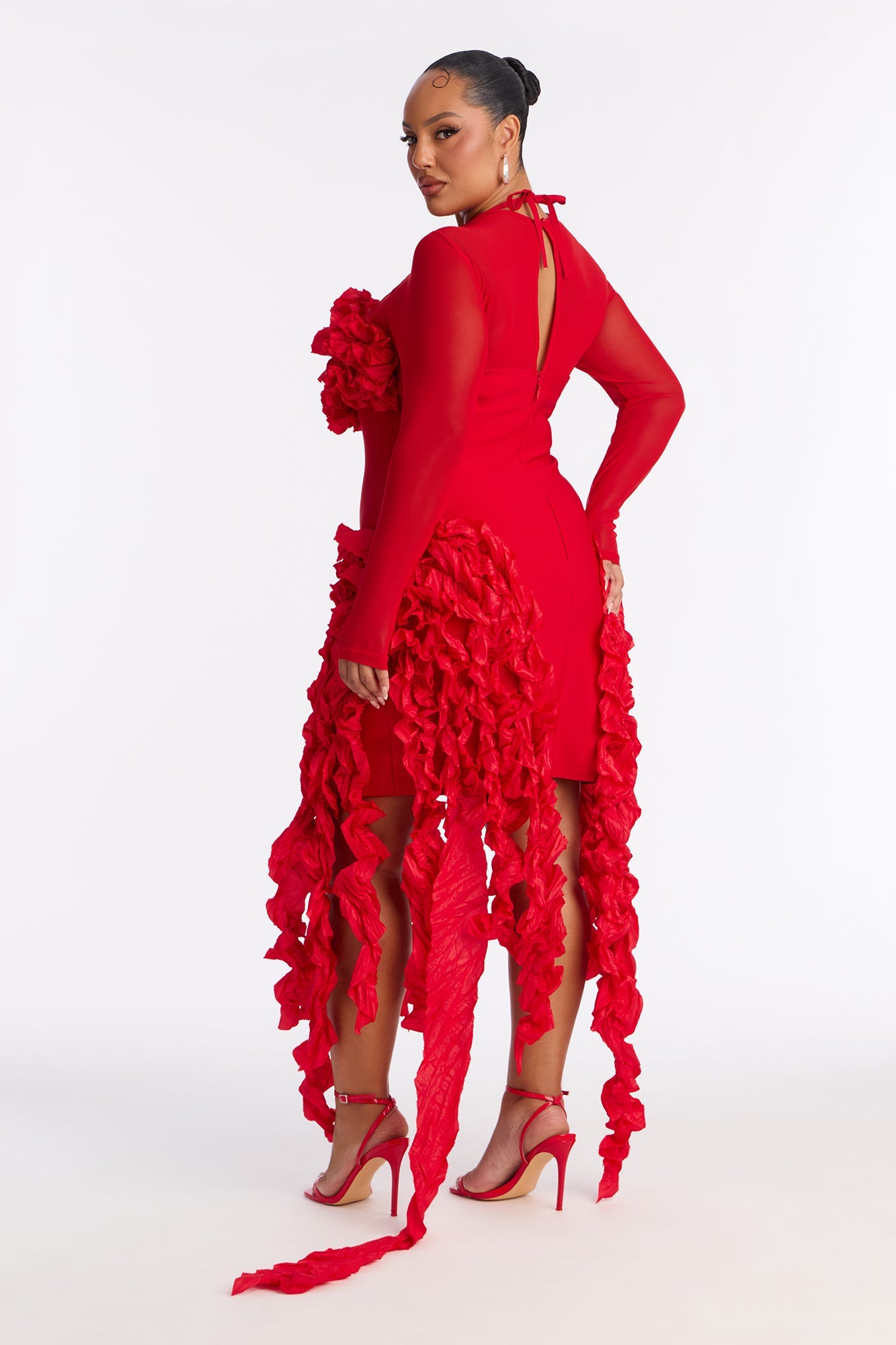 Leila Long Sleeve Bandage Mini Dress - Red