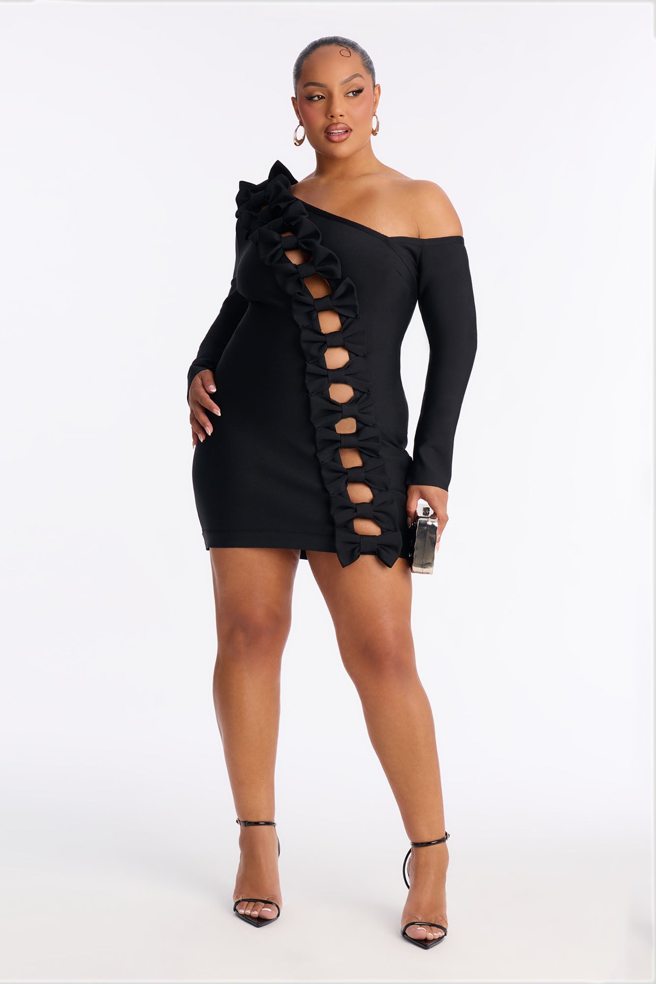 Bonnie Bow Bandage Mini Dress - Black