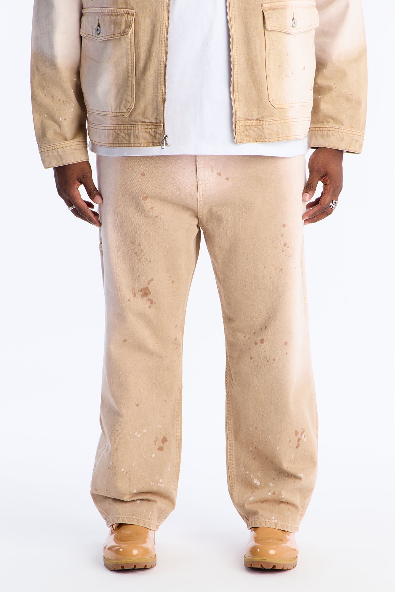 Baggy Spot Stained Jean - Tan