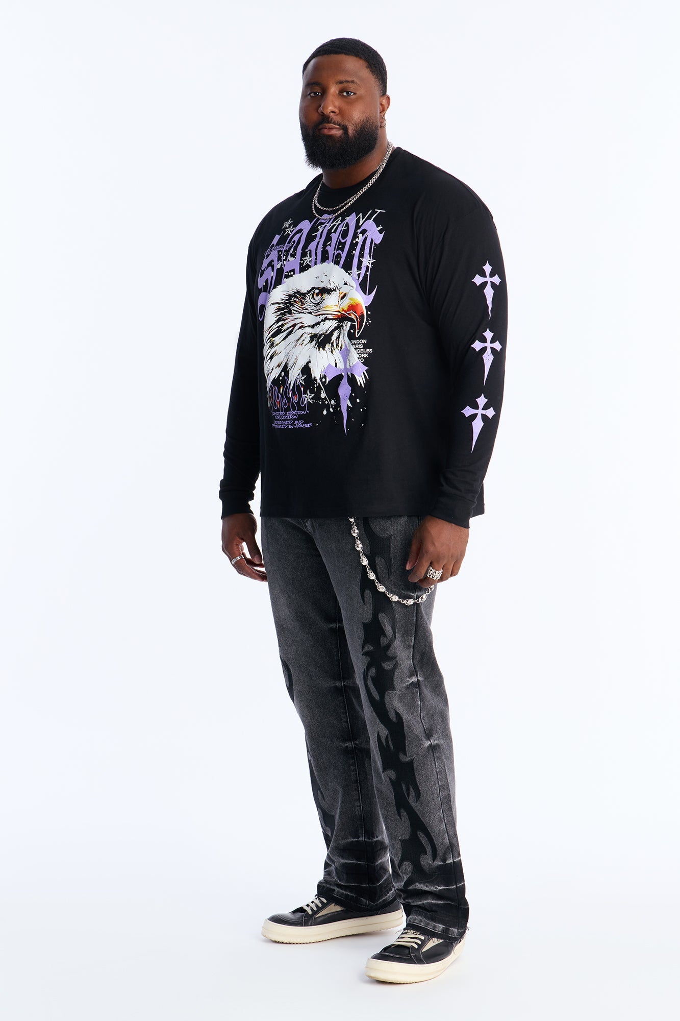 Saint Crosses Long Sleeve Tee - Black